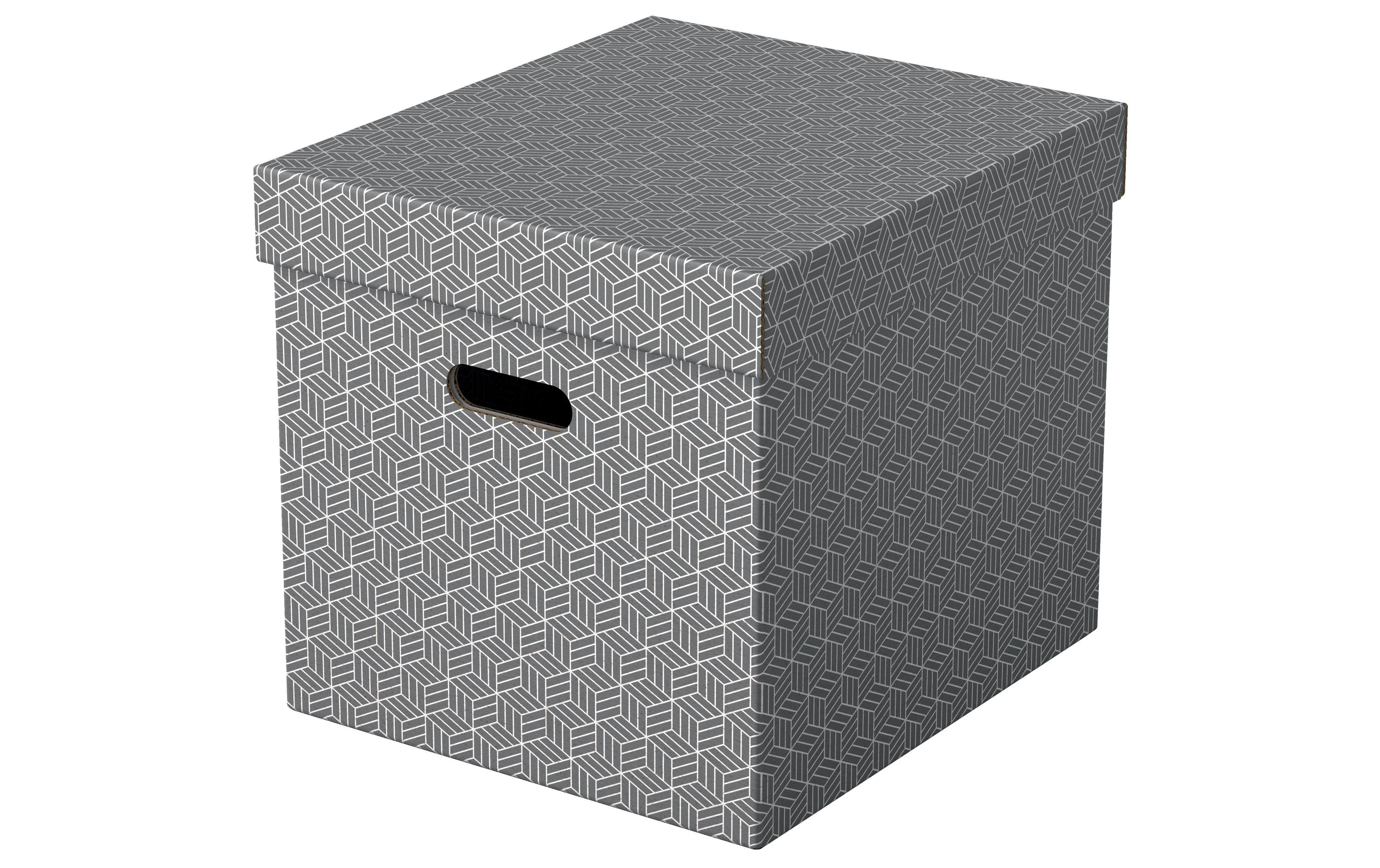 Leitz Home Cube Aufbewahrungsbox 25,3 l – 320 × 315 × 365 mm, grau, Karton, 3er Pack
