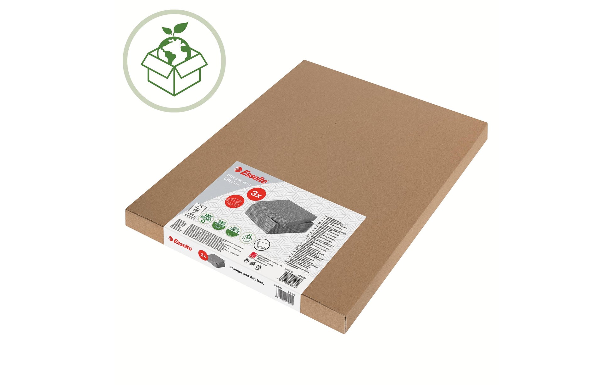 Leitz Home Cube Aufbewahrungsbox 25,3 l – 320 × 315 × 365 mm, grau, Karton, 3er Pack