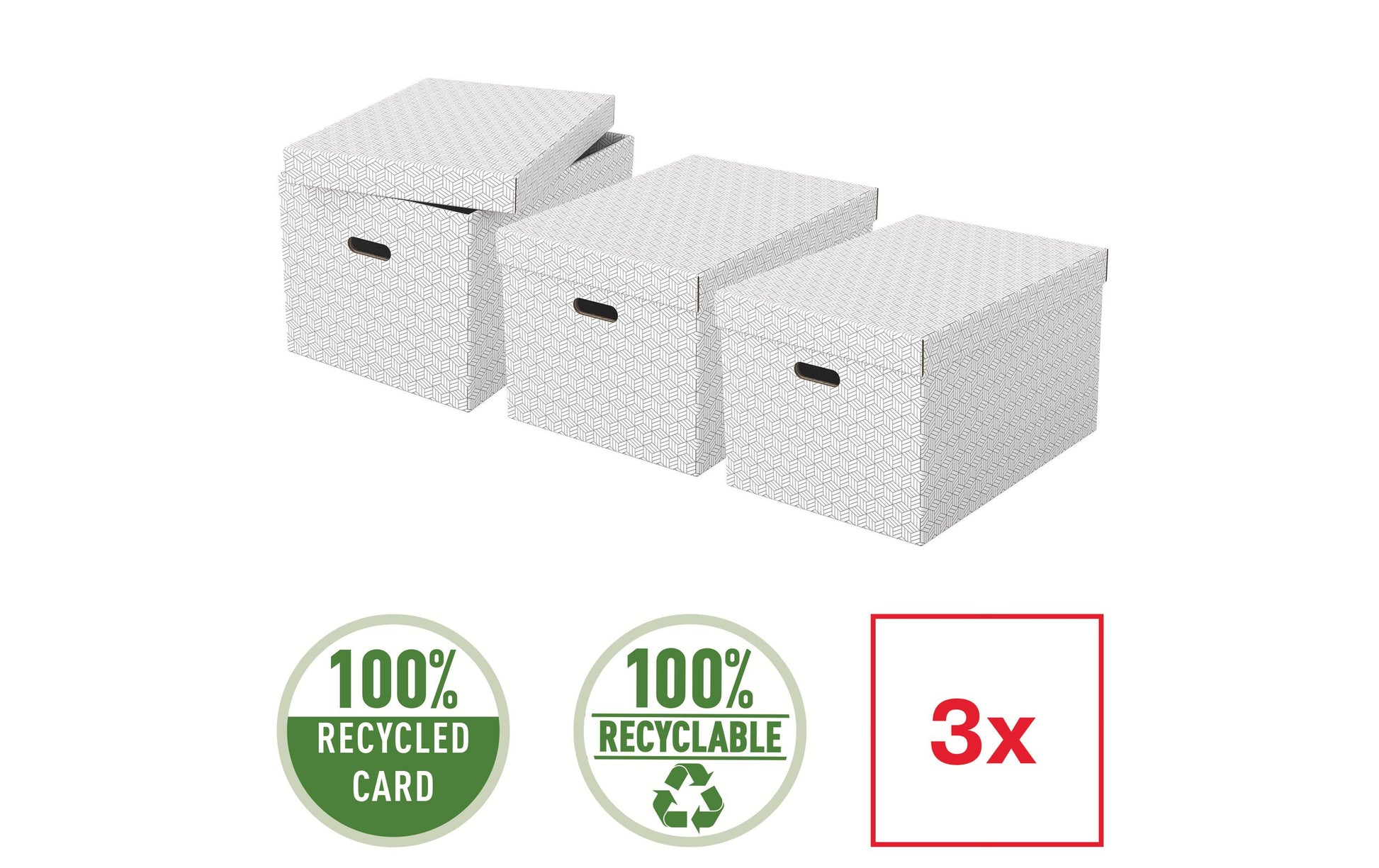 Leitz Aufbewahrungsbox 30 l – Weiss, Karton, 3 Stück