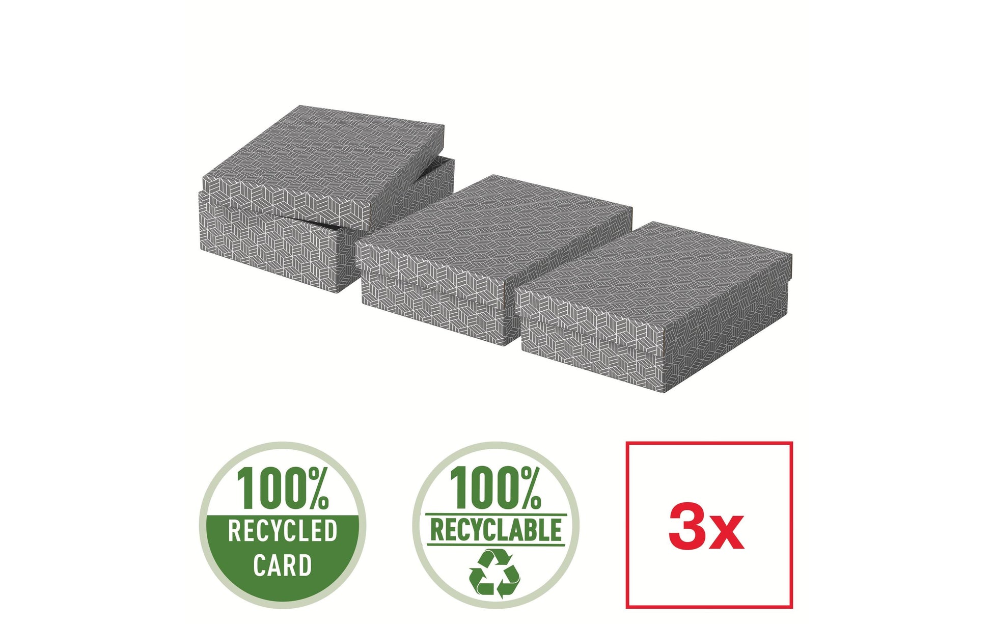 Leitz Aufbewahrungsbox 5,5 l – Karton – Grau – 265 × 100 × 360 mm – 3 Stück