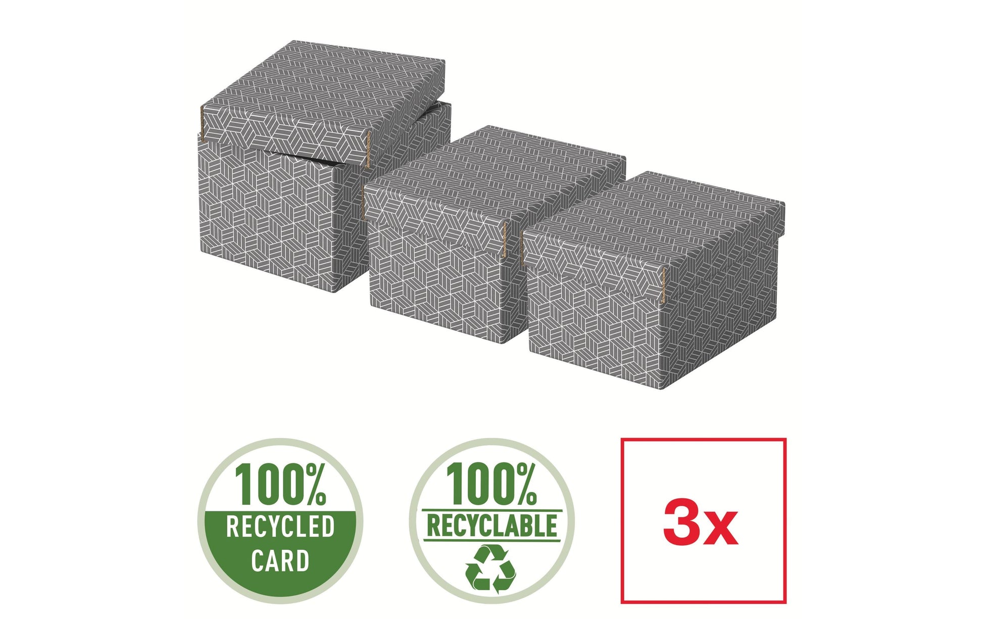 Leitz Home S Aufbewahrungsbox 4,7 l – Karton – Grau – 200 × 150 × 255 mm – Set 3 Stück