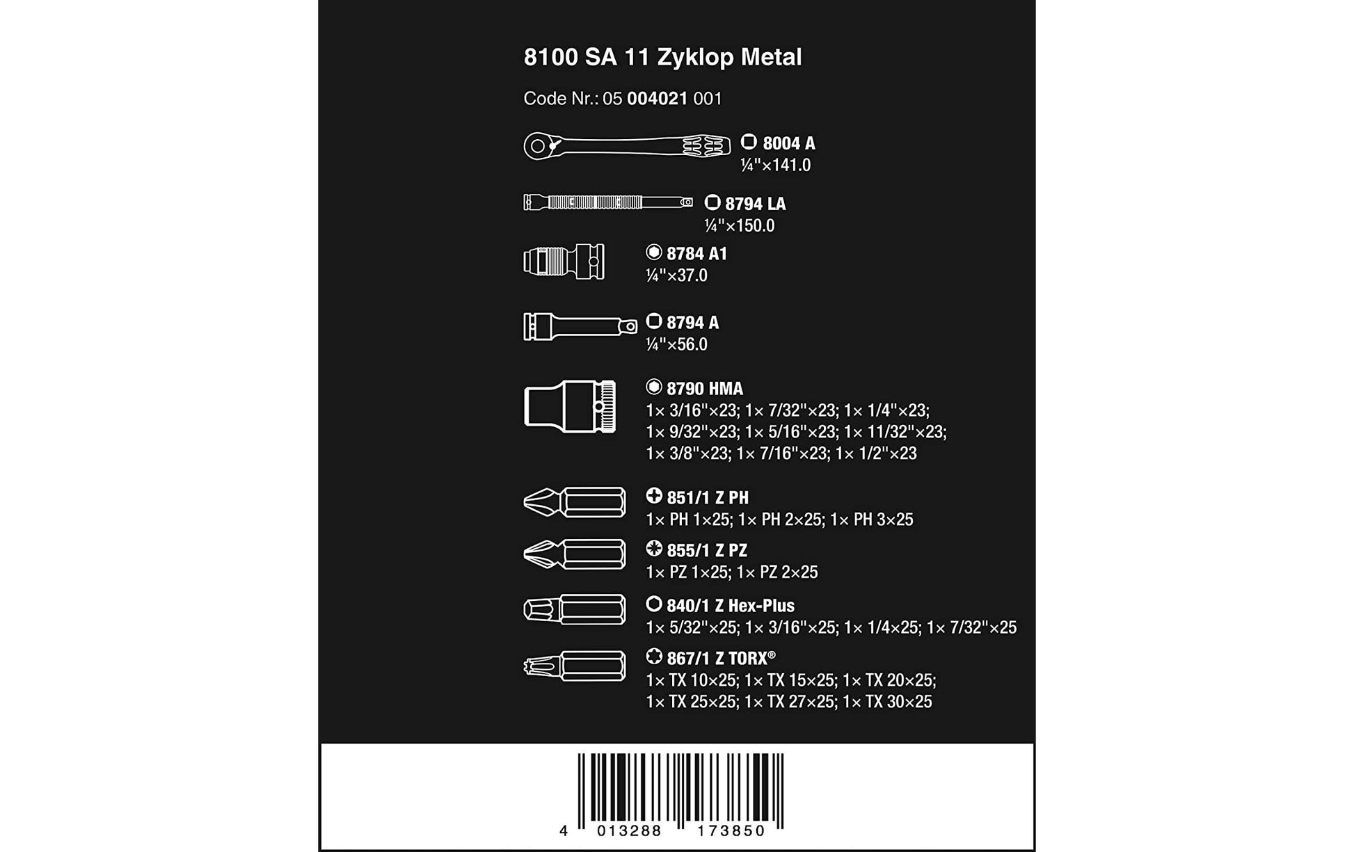Wera Zyklop – Knarrensatz 1/4", 28-teilig, 4,8–12,7 mm, 8100 SA 11