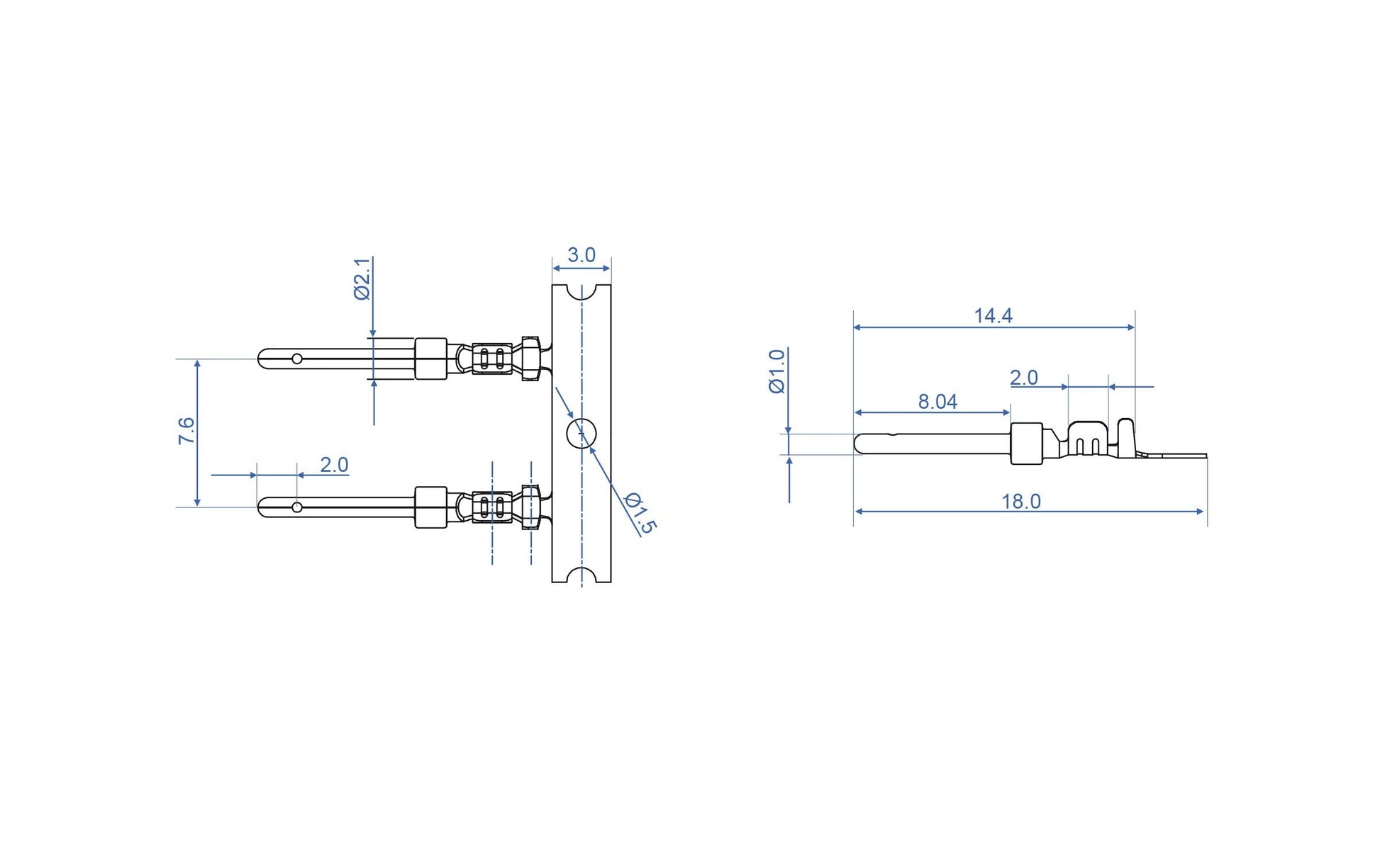 DeLOCK Crimp-Kontakte D-Sub, goldbeschichtet, AWG 20/24, 4 Stk. – silber