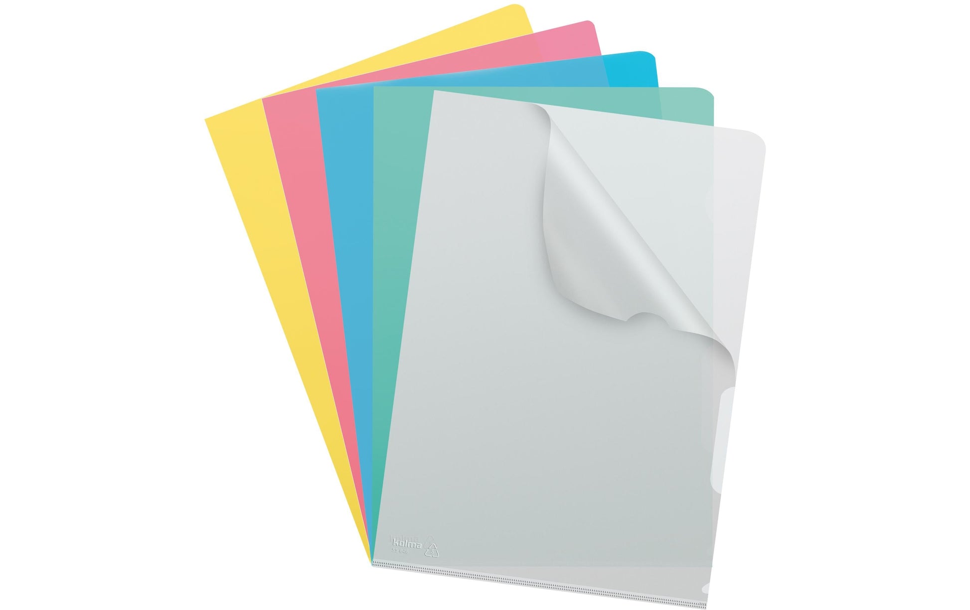 Kolma Sichtmappe A4 – farbig sortiert, Kunststoff, glänzend, 130 µm, 100er-Pack