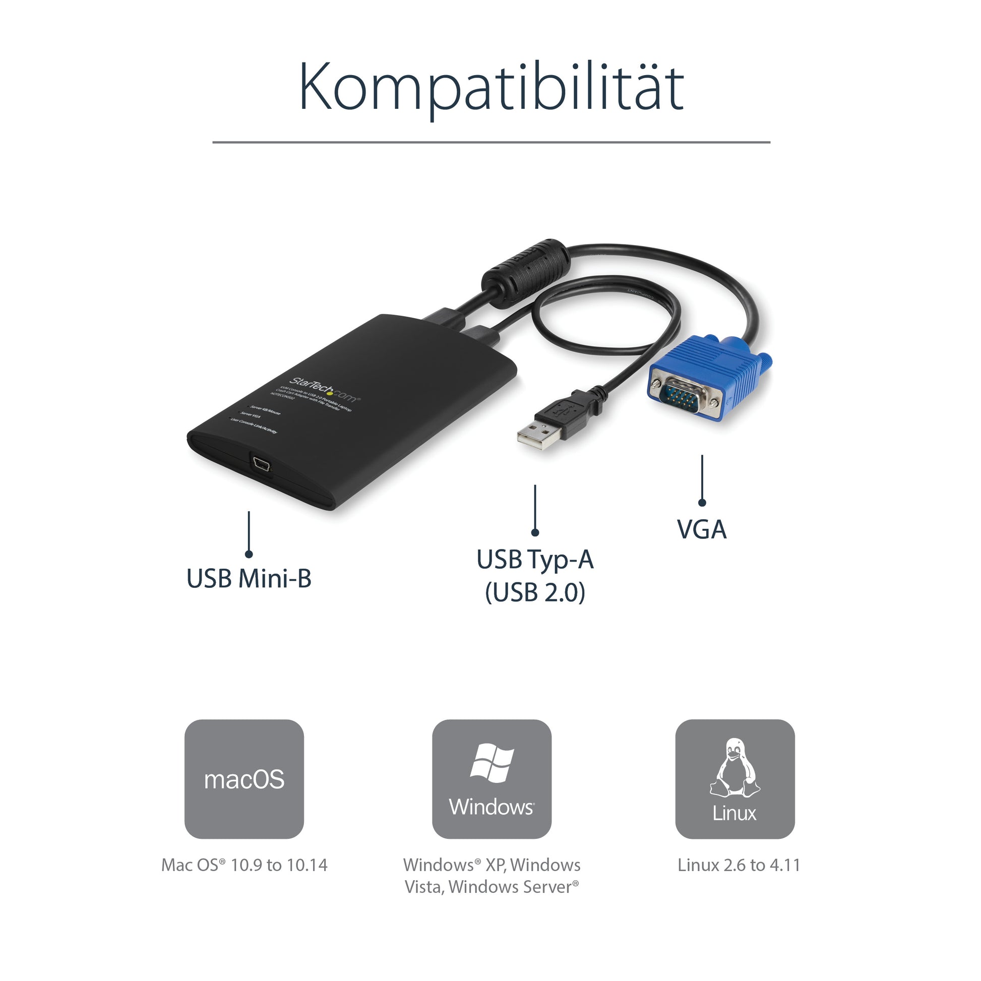 StarTech.com 1-Port CIM-/CAM-Modul VGA/USB – 1920 × 1200/60 Hz – für Headless-Geräte, Server, ATM, POS, Embedded