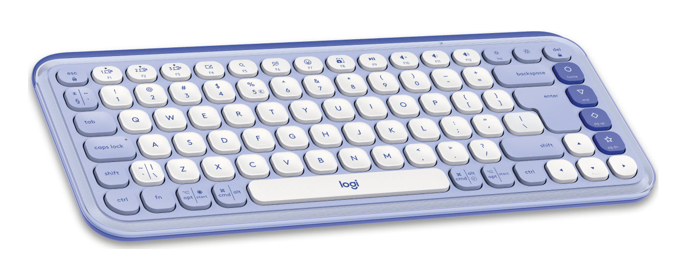 Logitech Pop Icon – Tastatur, kabellos (Bluetooth), US-Layout (EN), Lila/Weiss