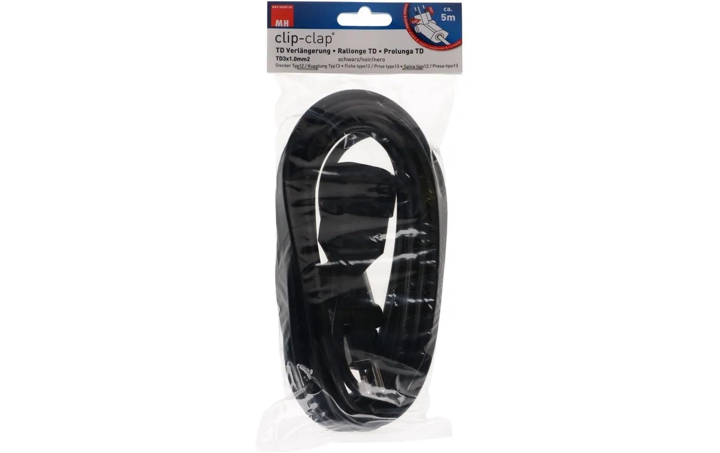 Max Hauri AG Max Hauri – Netzkabel, T12 auf T13, Kinderschutz, 0,5 m, Schwarz