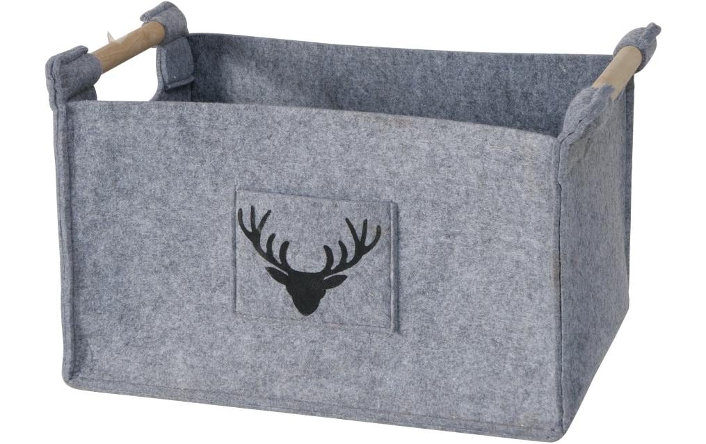 Boltze Karly Aufbewahrungsbox – Filz/Holz – Grau – 430 × 320 × 350 mm – 3-teiliges Set