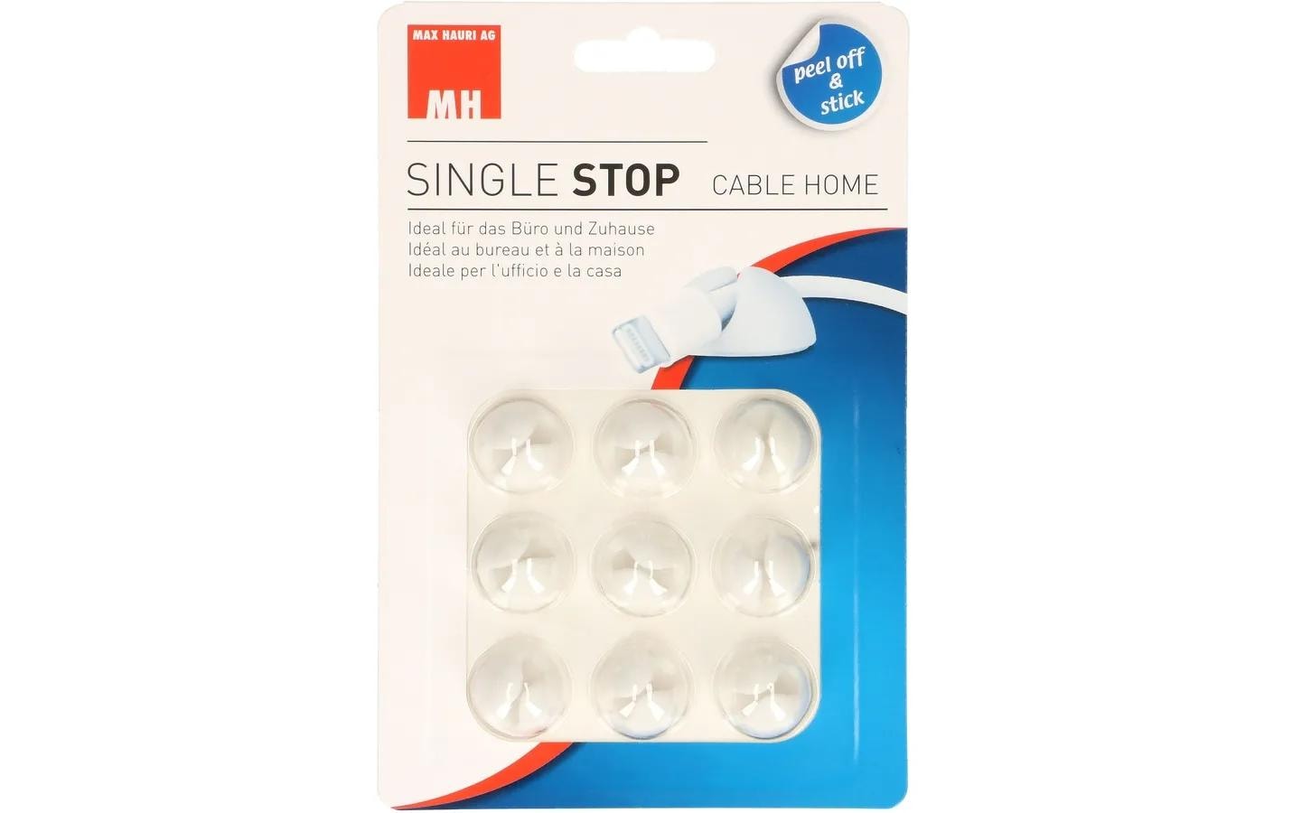 Max Hauri AG Max Hauri Kabelhalter, selbstklebend, 20×20×15 mm, 9er-Pack – weiss