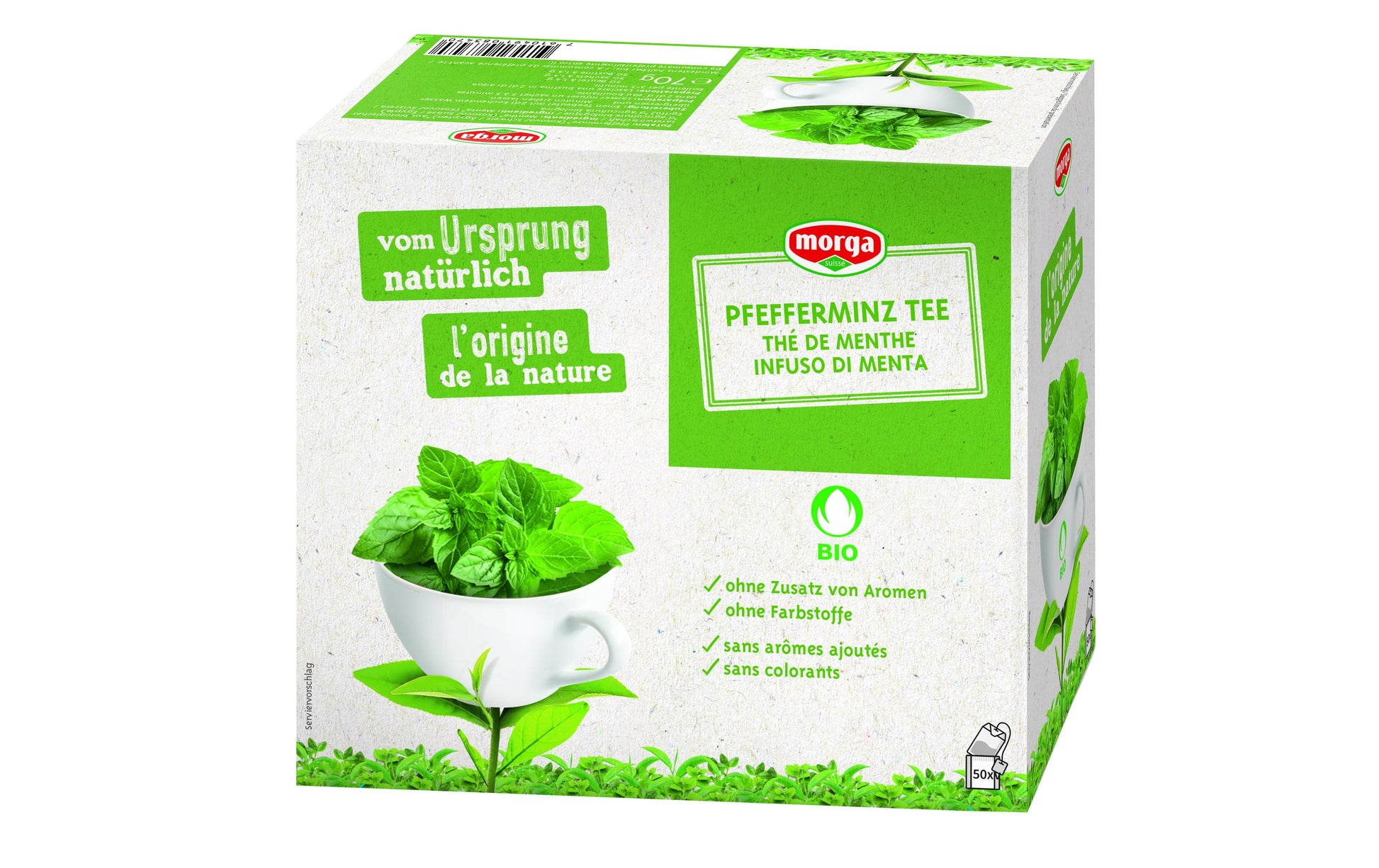 Morga Kräutertee Pfefferminze – Teebeutel 50 Beutel – Bio