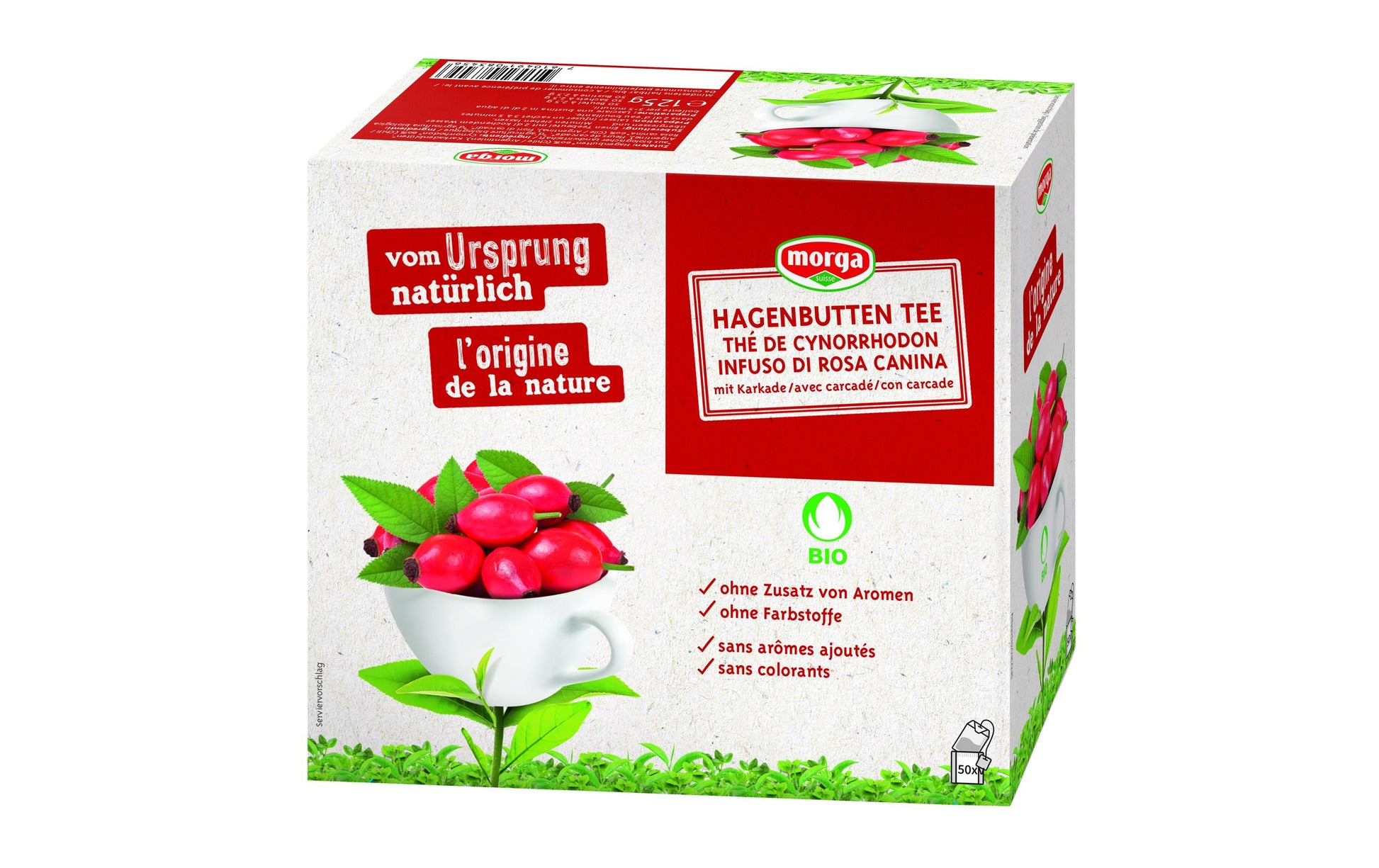 Morga Kräutertee Hagebutte & Hibiskus – Teebeutel 50 Beutel – Bio