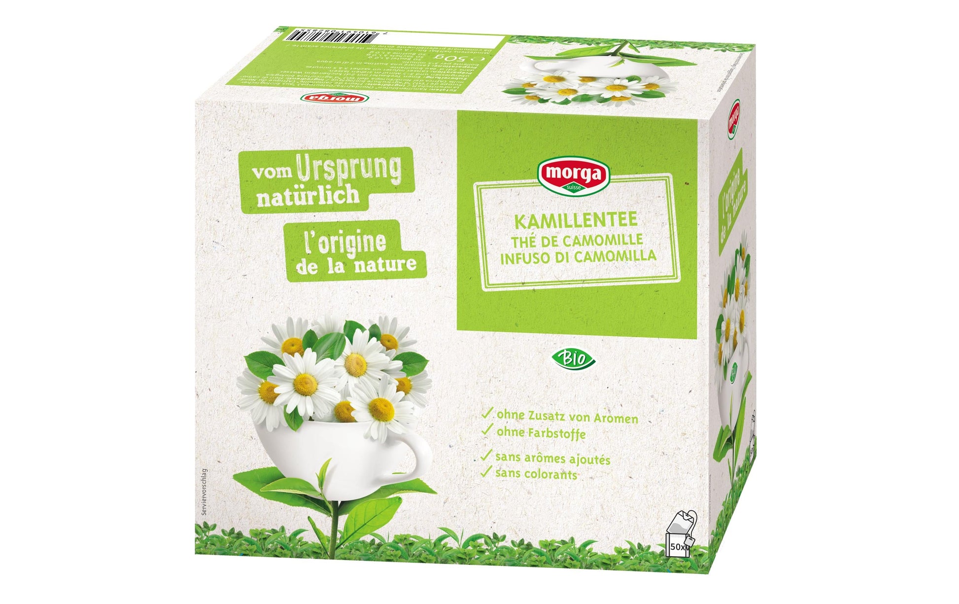 Morga Kräutertee Kamille – Teebeutel 50 Beutel – Bio