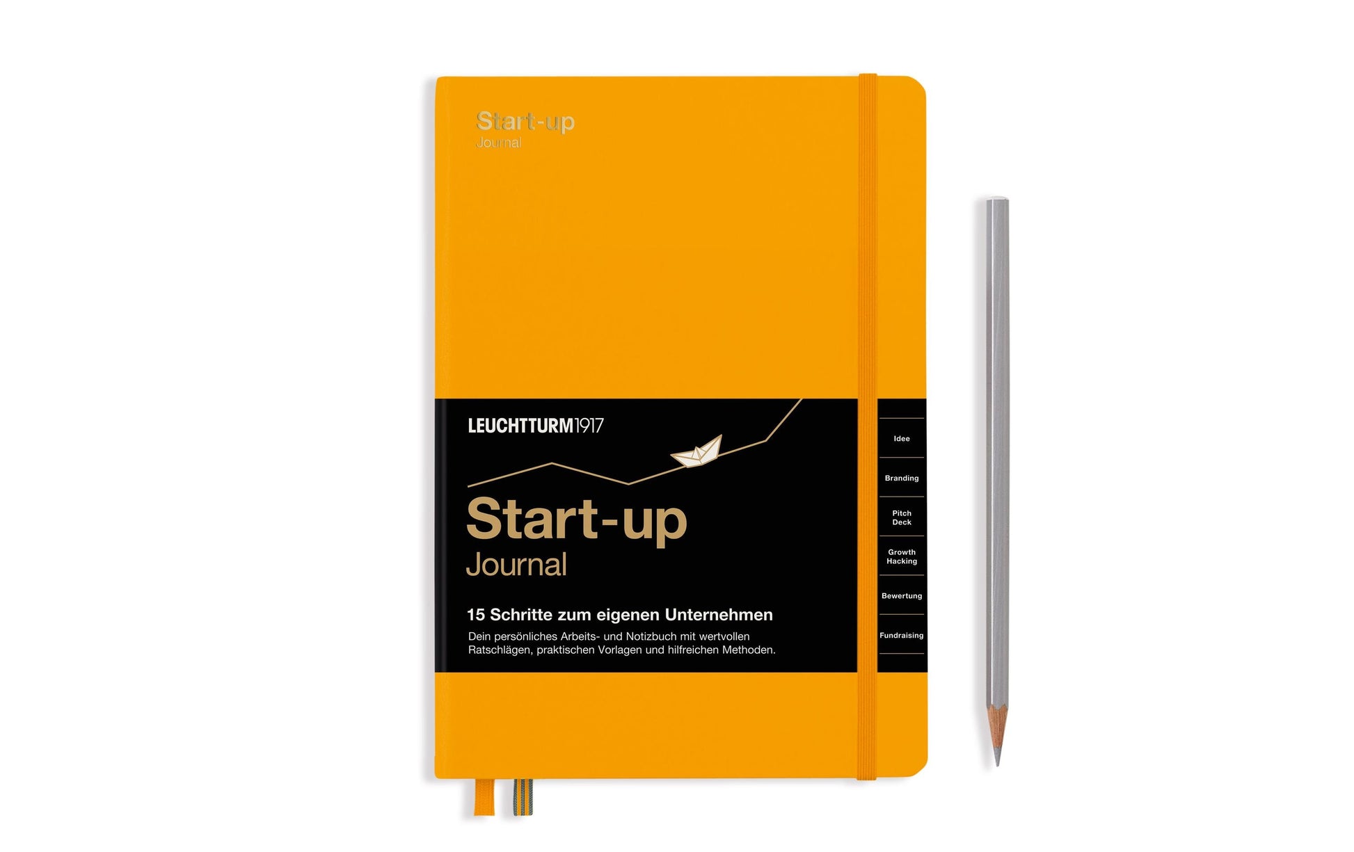Leuchtturm Notizbuch – A5 – blanko – 294 Seiten – 100 g/m² – Hardcover, Gummiband, orange