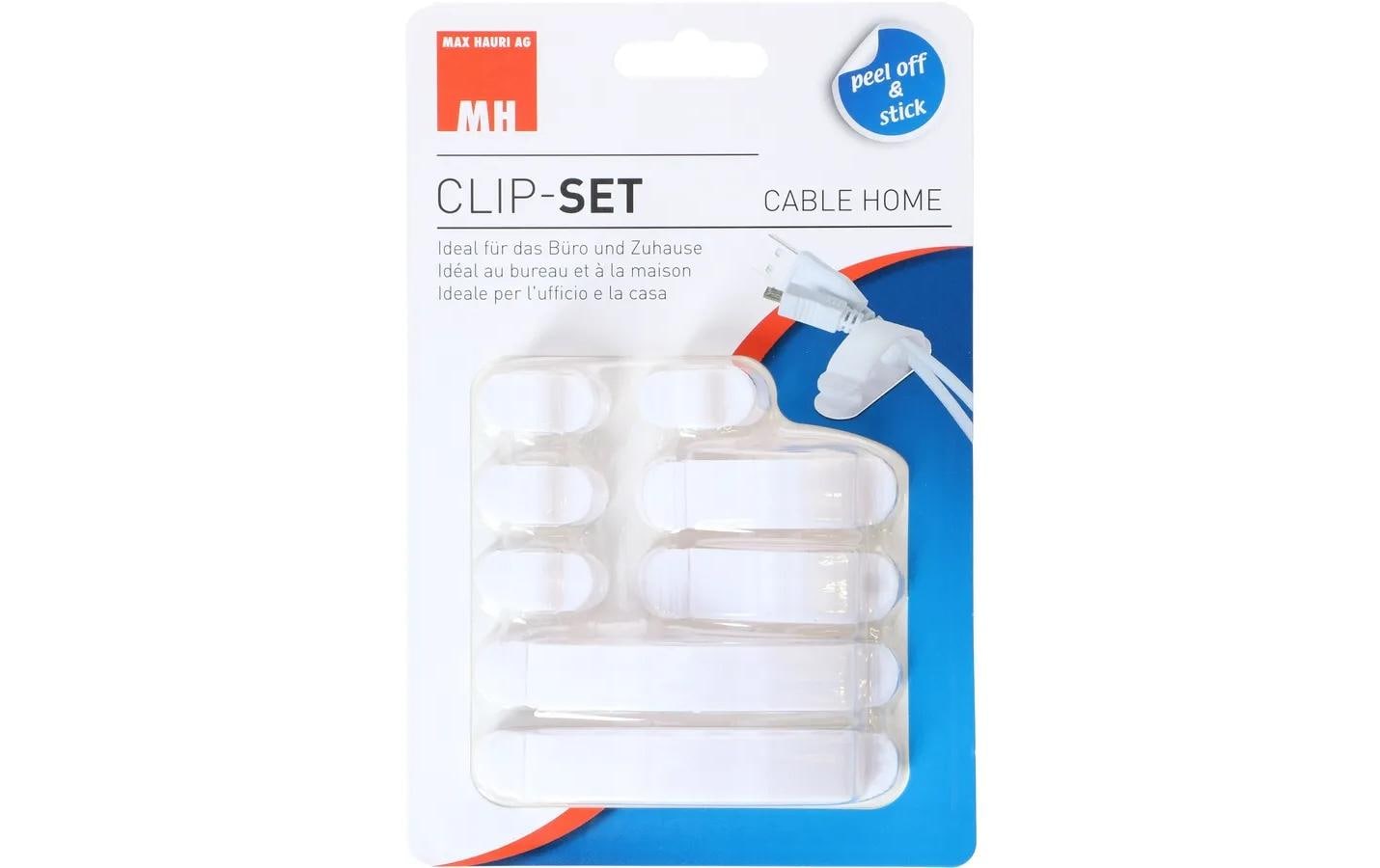 Max Hauri AG Max Hauri Kabel-Clip, selbstklebend, 85×15×20 mm, 8er-Pack – weiss