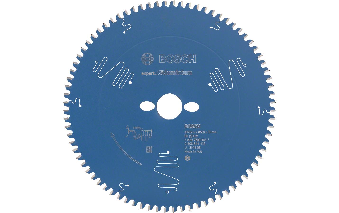 Bosch Kreissägeblatt EX ALU B – Ø 254 mm, Bohrung 30 mm, 80 Zähne, Aluminium