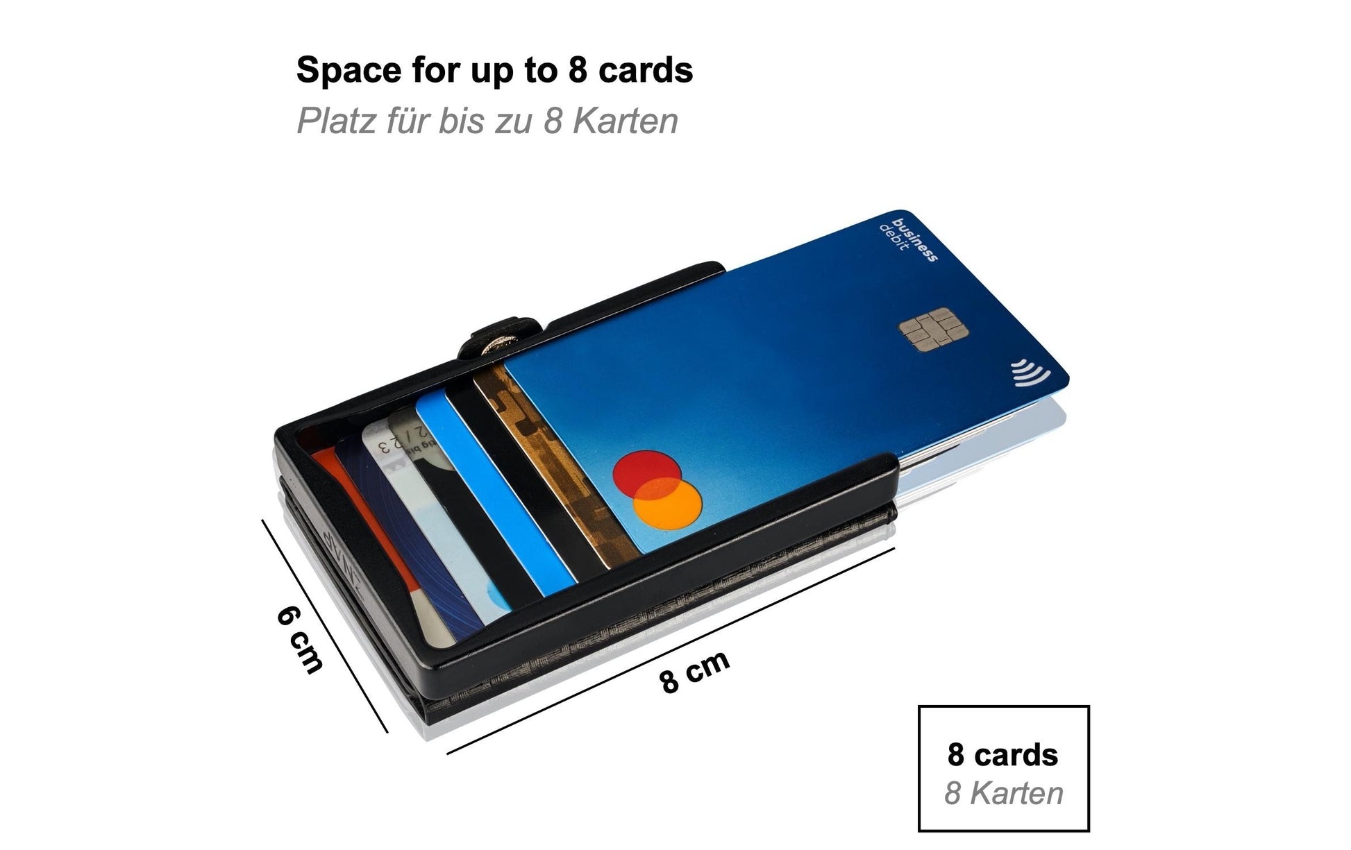 Slimpuro ZNAP Slim Wallet Kartenetui – RFID-Schutz, Münzfach – 8 Karten – Schwarz – Kork – 60 × 88 × 15 mm