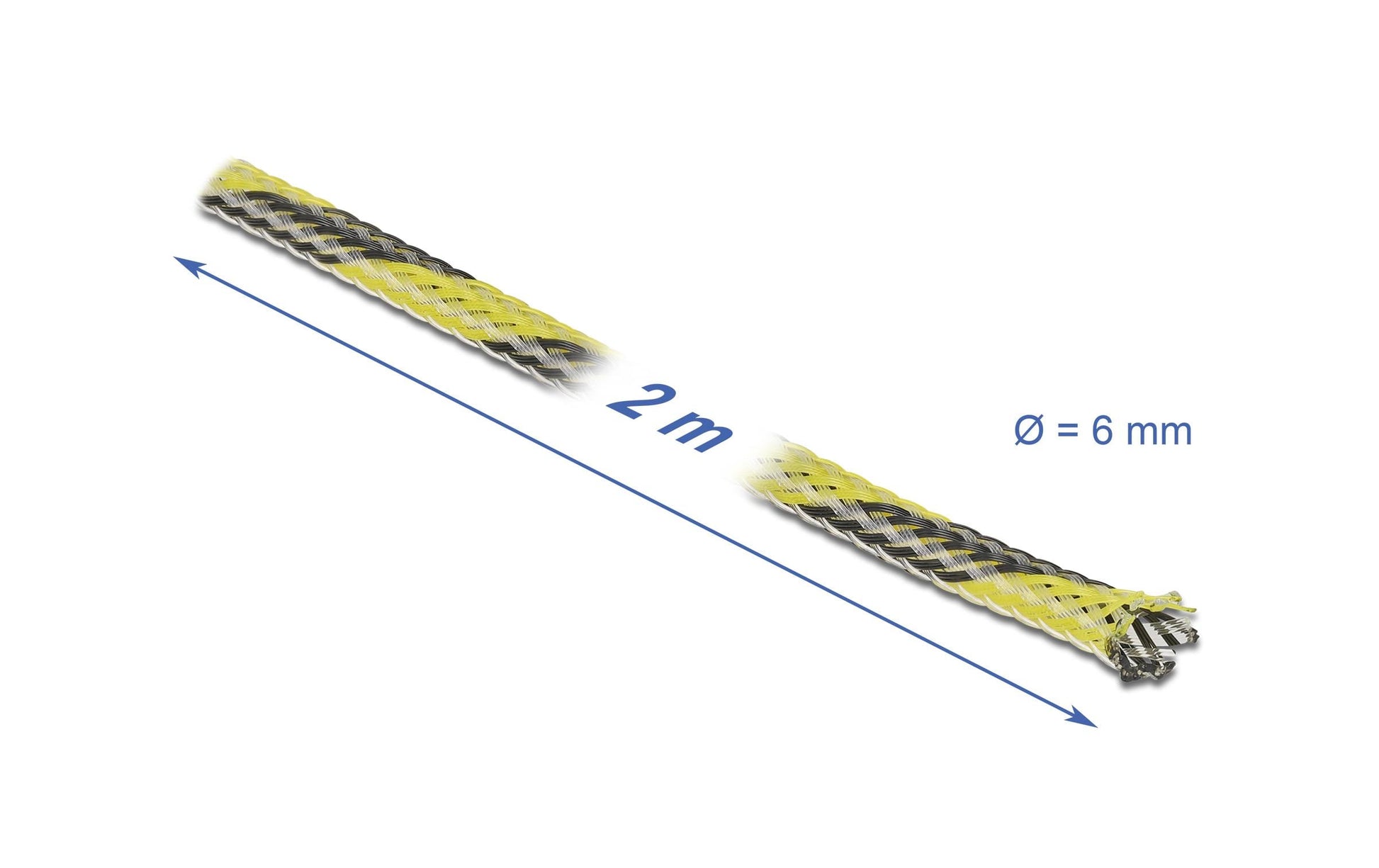 DeLOCK Kabelschlauch, Ø 6 mm × 2 m, zuschneidbar – schwarz/gelb