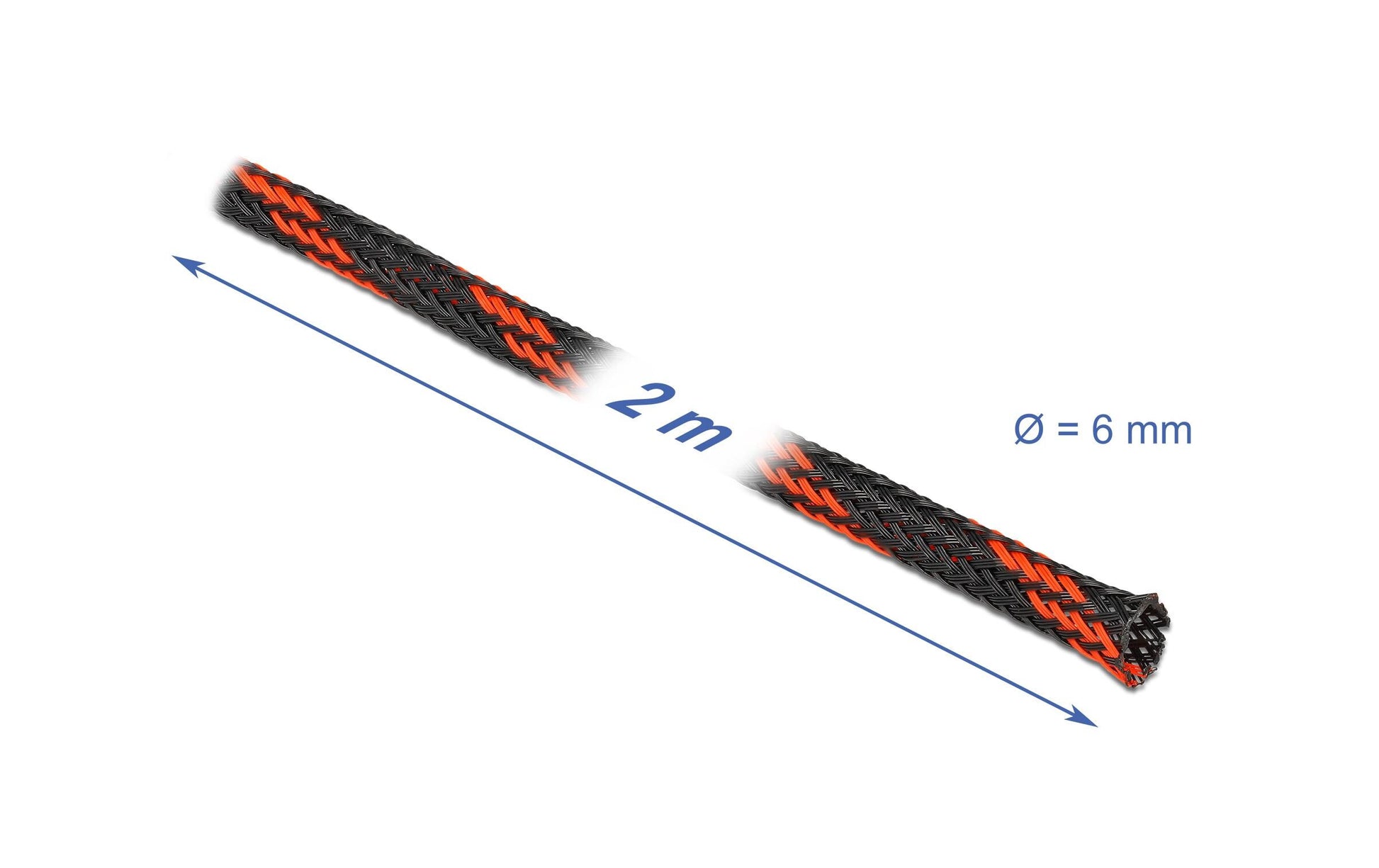 DeLOCK Kabelschlauch, Ø 6 mm × 2 m, wiederverwendbar – Schwarz/Rot