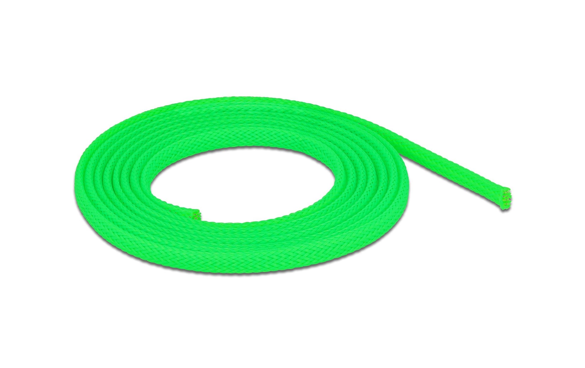 DeLOCK Kabelschlauch, Ø 3–9 mm × 2 m, dehnbar, schneidbar, wiederverwendbar – grün