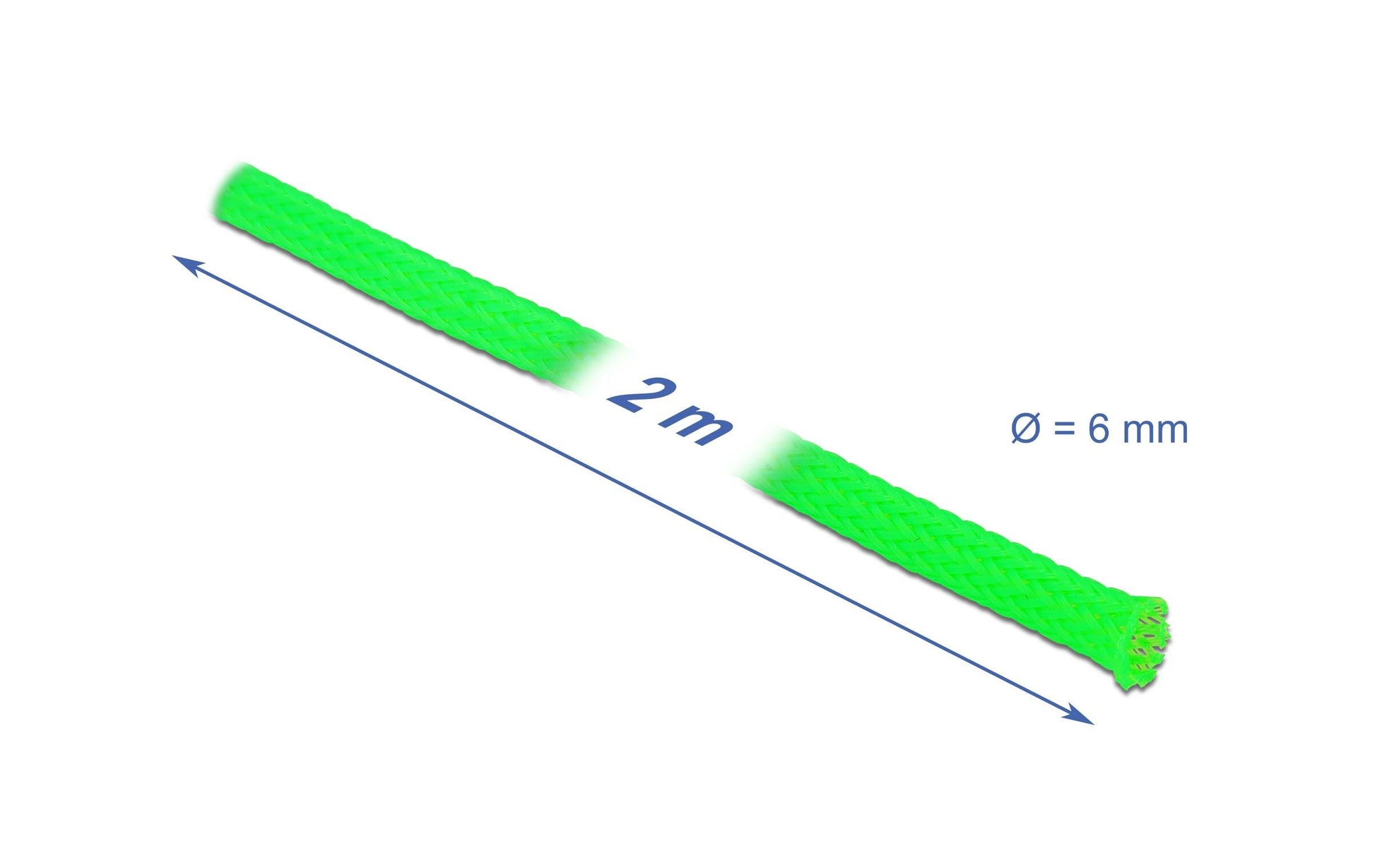 DeLOCK Kabelschlauch, Ø 3–9 mm × 2 m, dehnbar, schneidbar, wiederverwendbar – grün