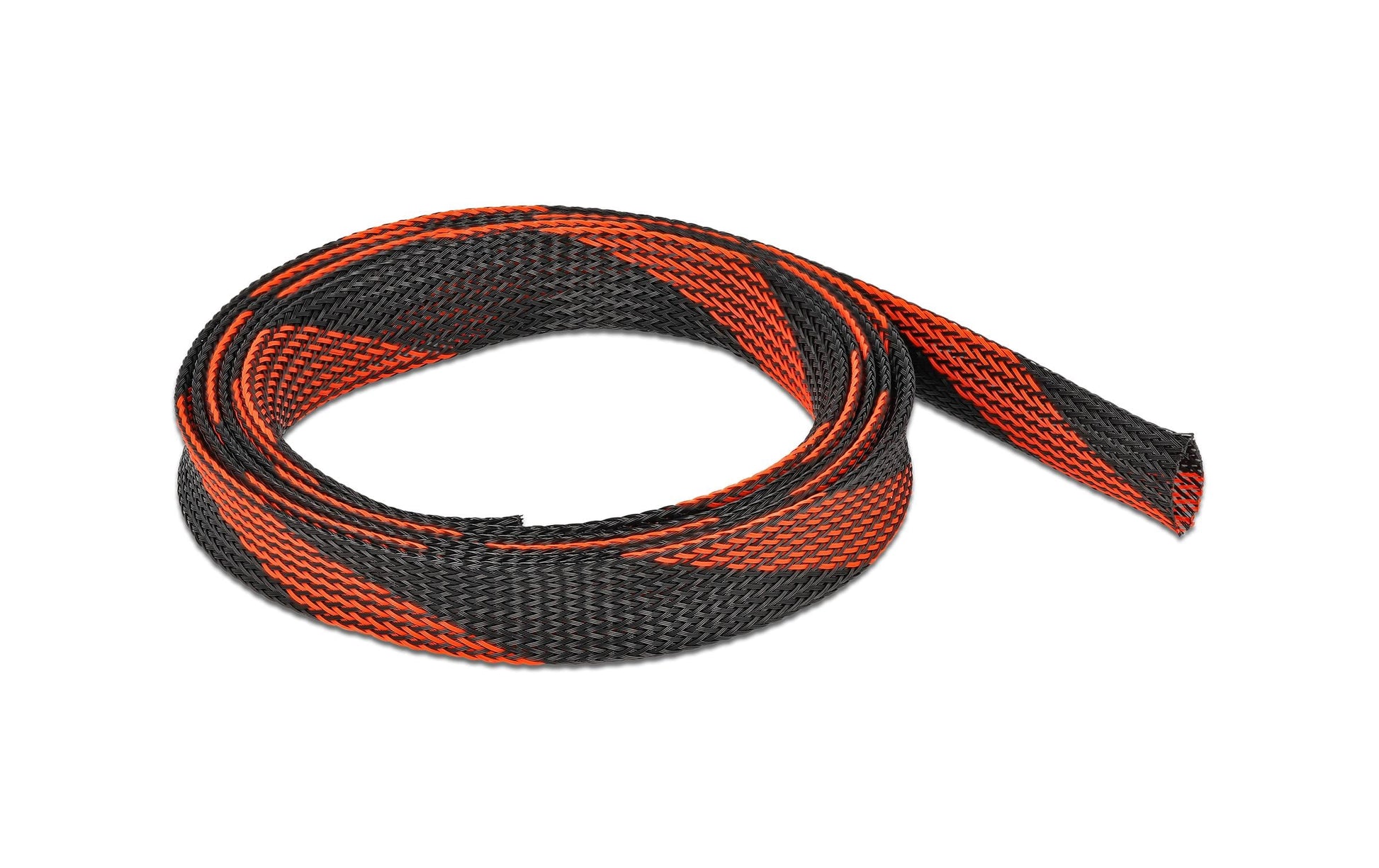 DeLOCK Kabelschlauch, Ø 19 mm × 2 m, elastisch, dehnbar, schneidbar – schwarz/rot