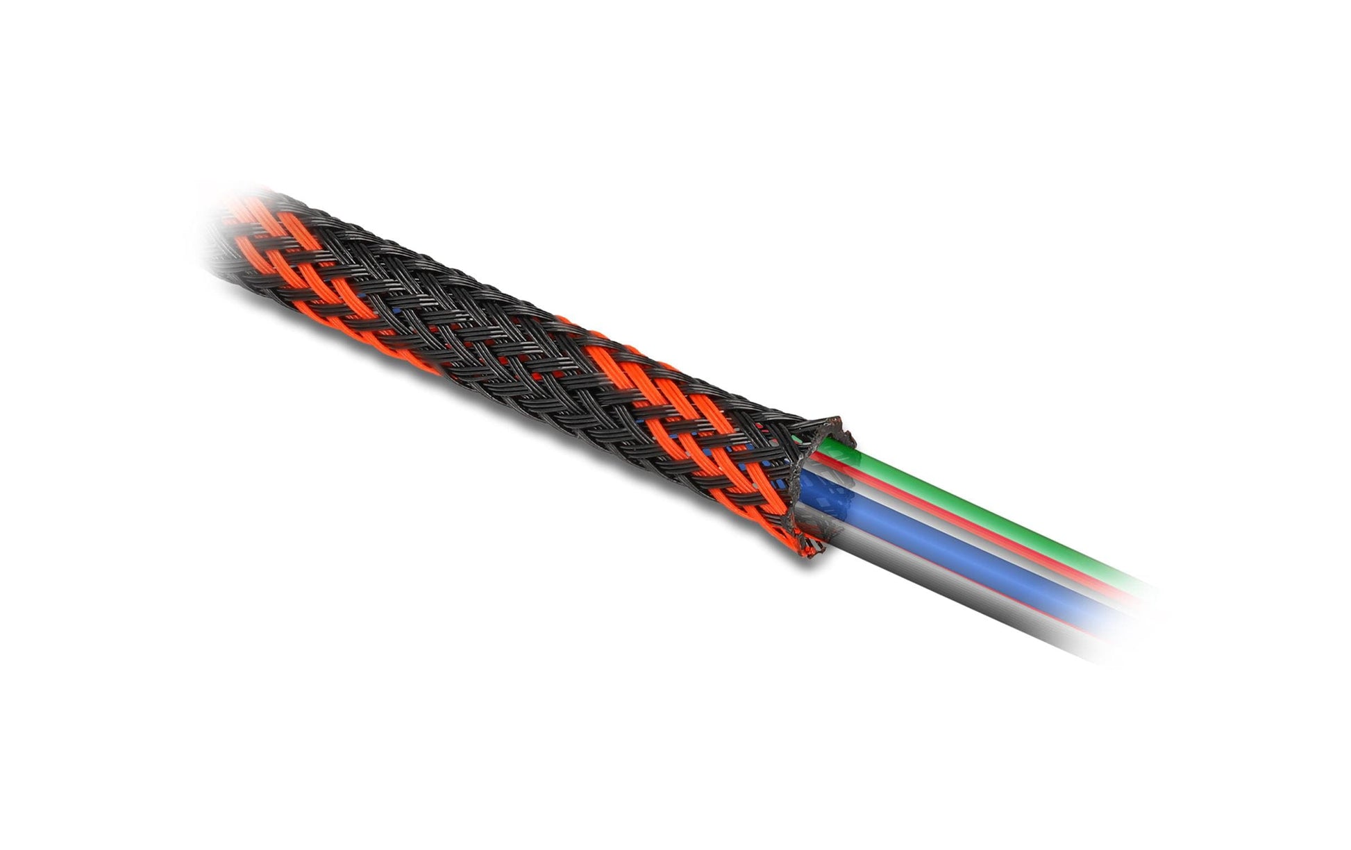 DeLOCK Kabelschlauch, Ø 19 mm × 2 m, elastisch, dehnbar, schneidbar – schwarz/rot