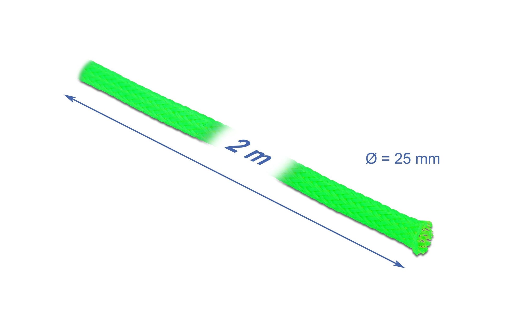 DeLOCK Kabelschlauch, Ø 25 mm, 2 m, dehnbar, zuschneidbar – grün