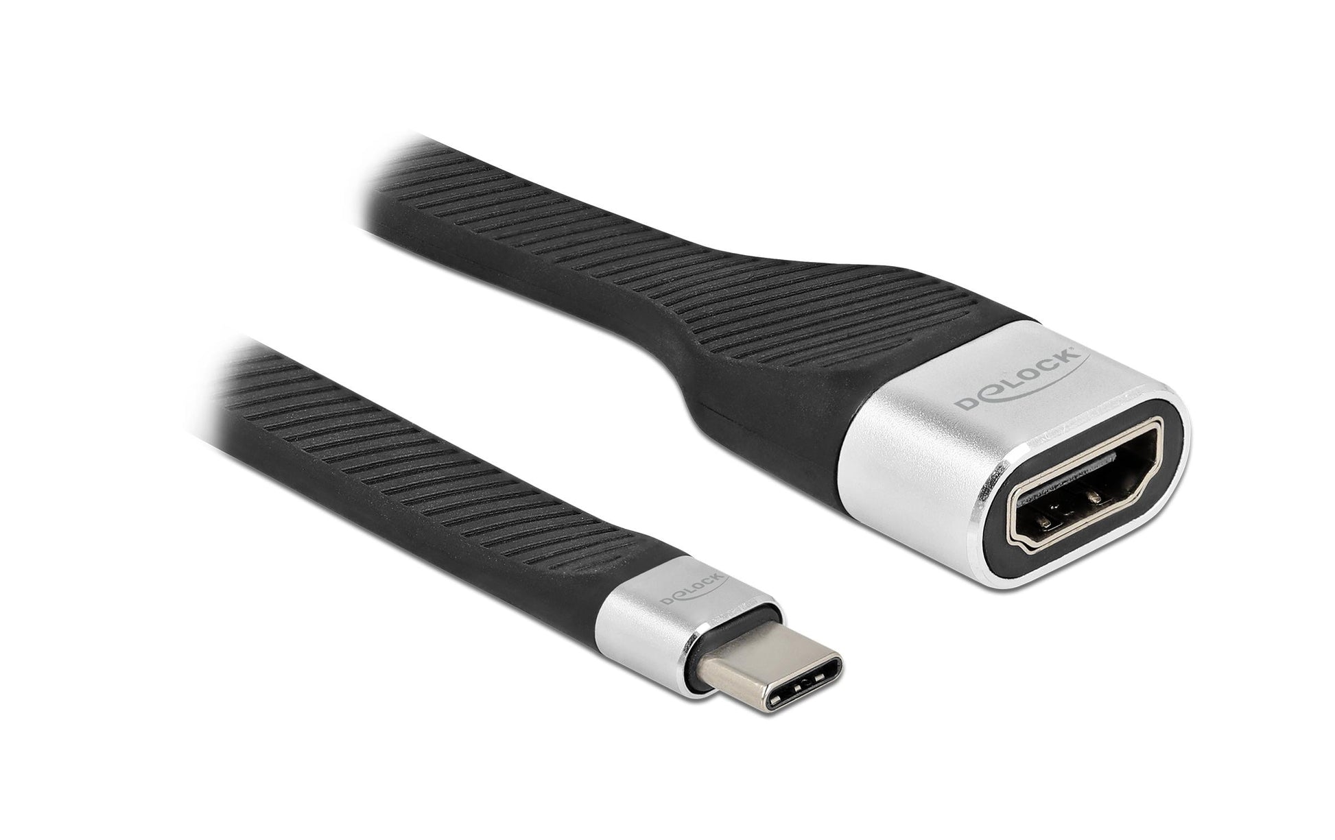 DeLOCK USB-C auf HDMI Kabel DP 1.2 4K 60 Hz – 0,14 m – Schwarz/Silber