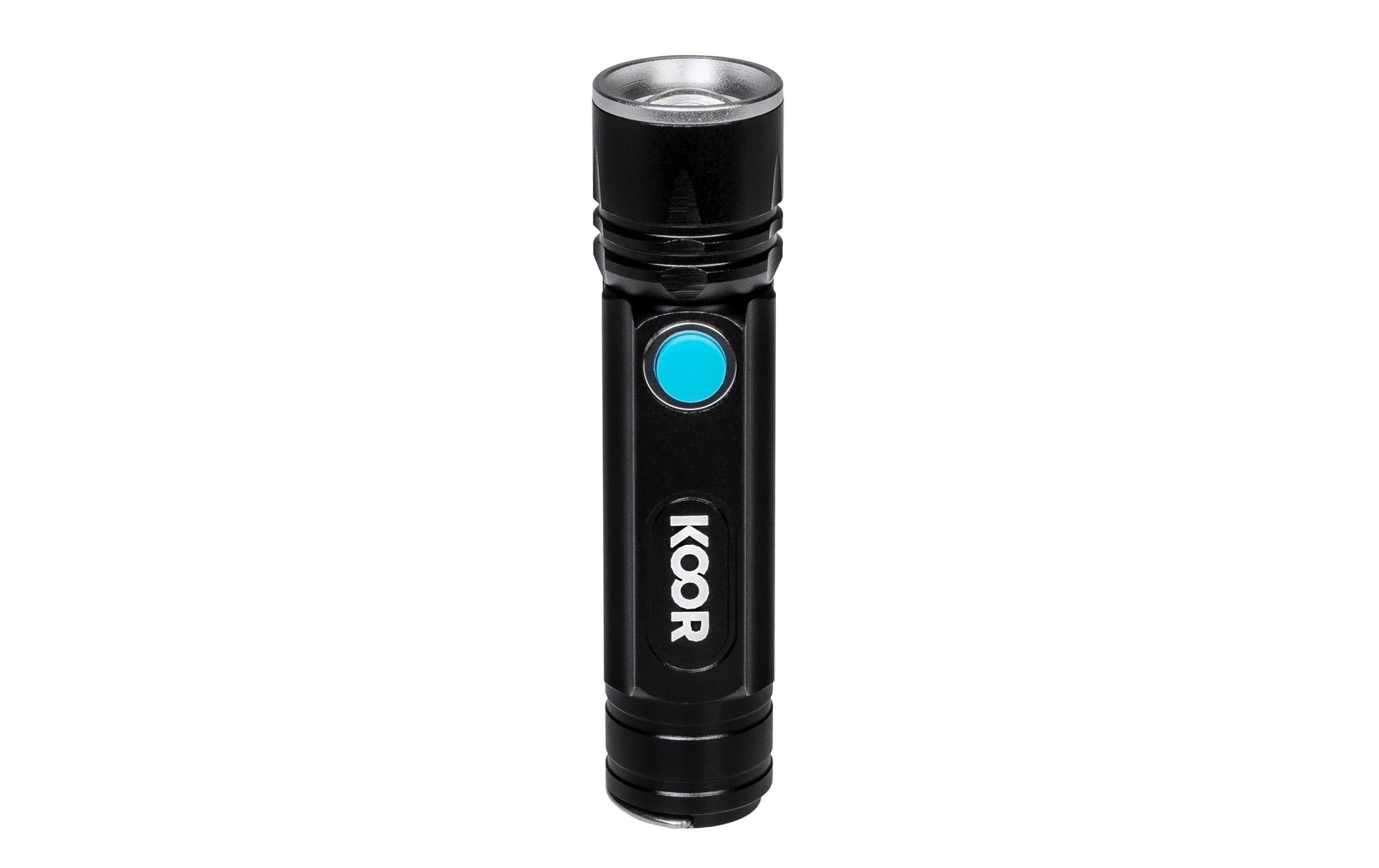 KOOR Taschenlampe P7 – 350 lm, 20 m, IP45, USB, 1200 mAh Akku – Schwarz