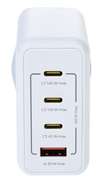 ONIT Netzteil (EU) – 140 W, 3× USB-C + 1× USB-A, PD, PPS, QC, GaN – für Smartphones, Tablets, Laptops