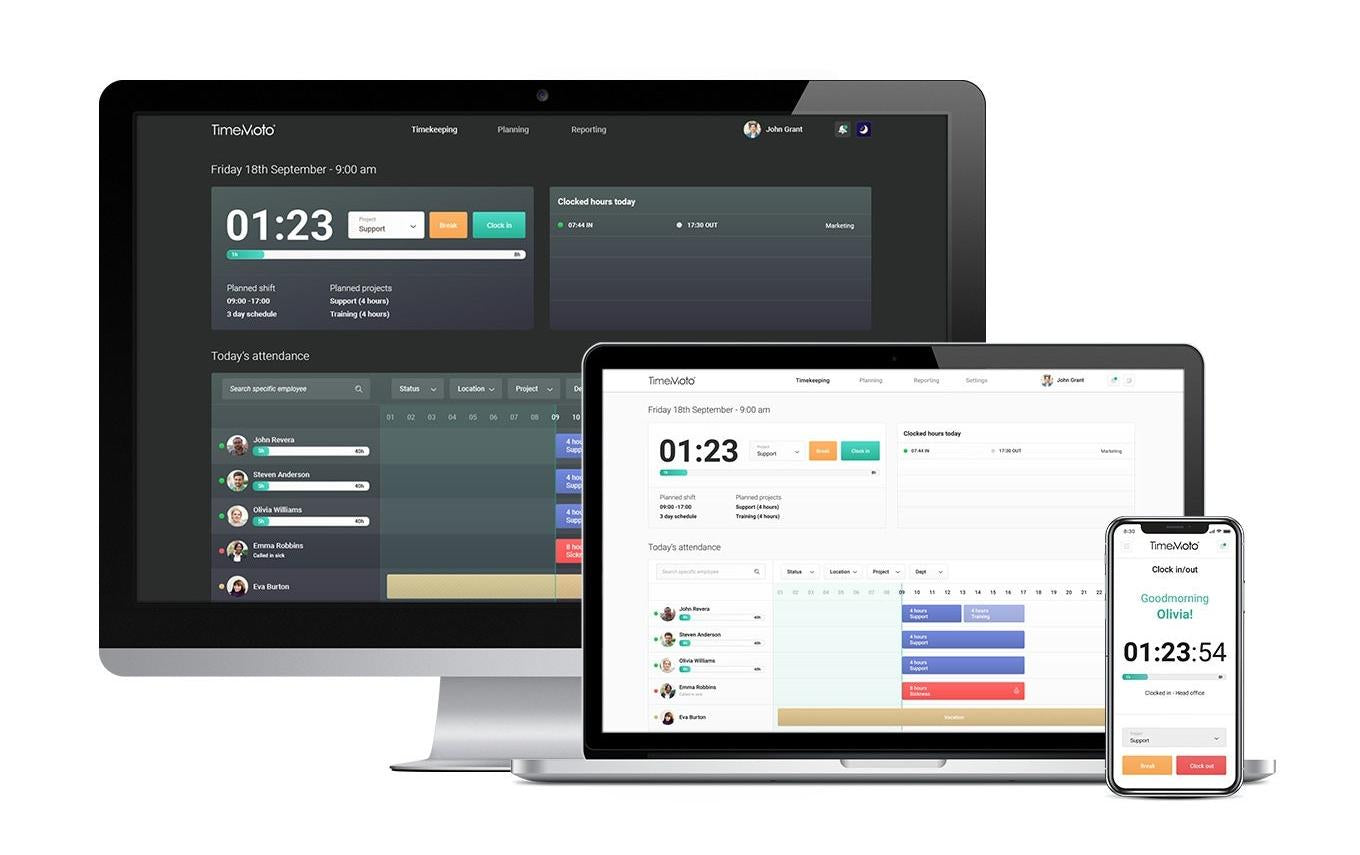 TimeMoto TM-818SC – Zeiterfassungsterminal – MIFARE/RFID, Wandmontage, App-kompatibel