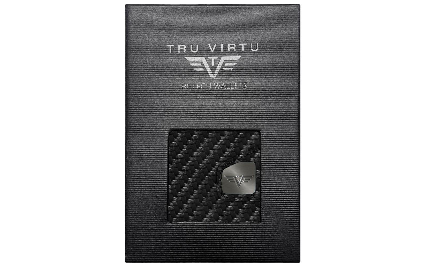Tru Virtu – Kartenetui – RFID-Schutz, Druckknopfverschluss – 67 × 99 × 21 mm – Grau – Leder