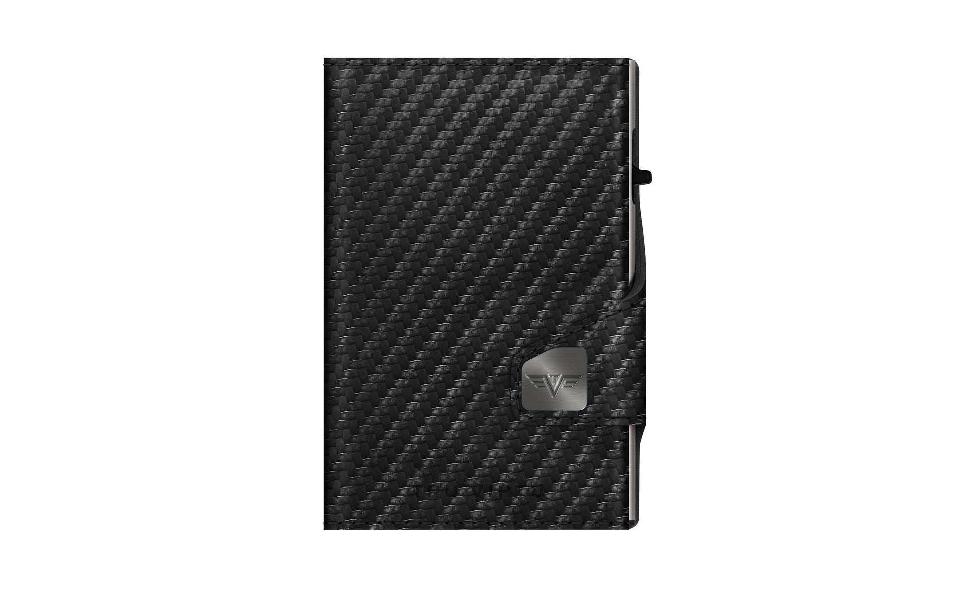 Tru Virtu – Kartenetui – RFID-Schutz, Druckknopfverschluss – 67 × 99 × 21 mm – Grau – Leder