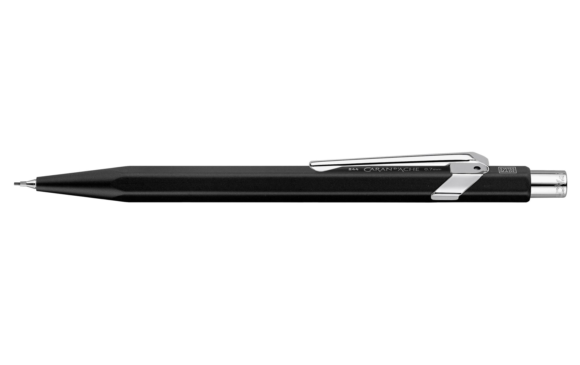 Caran d-Ache 849 Druckbleistift – 0,7 mm – Aluminium – Schwarz/Silber – Mit Radierer