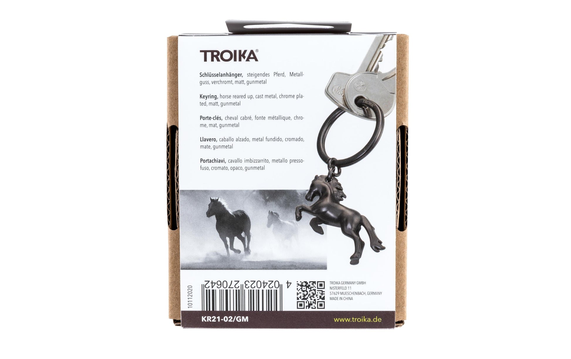 TROIKA Schlüsselanhänger Wild Horse – Eisenguss, Silber, 81 × 46 × 13 mm