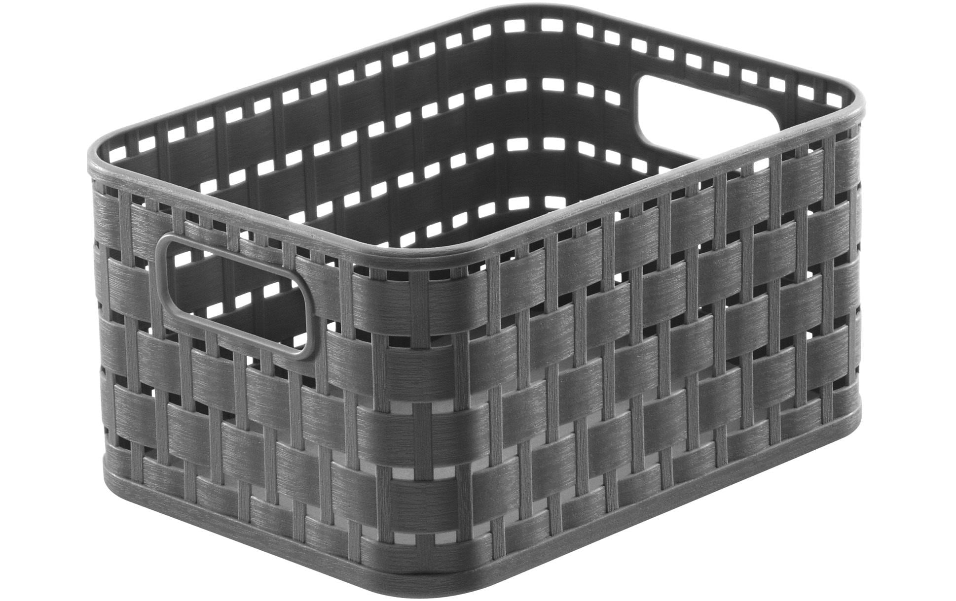 Rotho Country Aufbewahrungskorb 2 L – Kunststoff – Anthrazit – für A6 – mit Griffen – 137 × 98 × 183 mm