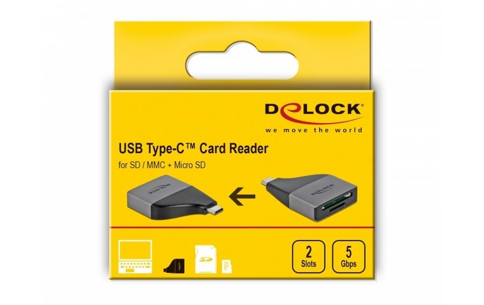 DeLOCK 64117 – USB 3.2 Gen 1 Type-C, 5 Gbit/s – für SD/SDHC/SDXC, microSD, MMC