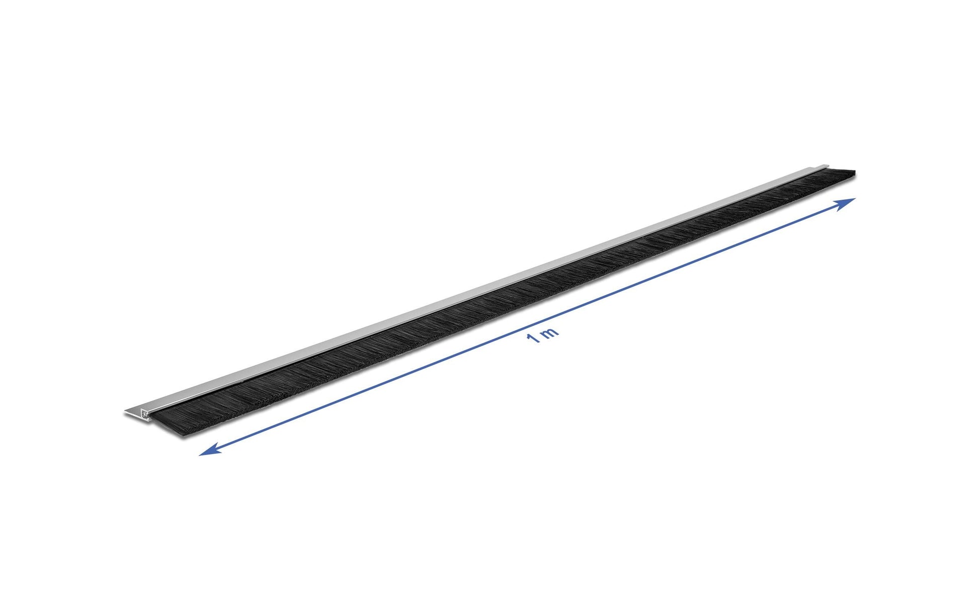 DeLOCK Bürstenstreifen Alu-Profil – 40 mm × 1 m, Aluminium, Kunststoff, Silber/Schwarz