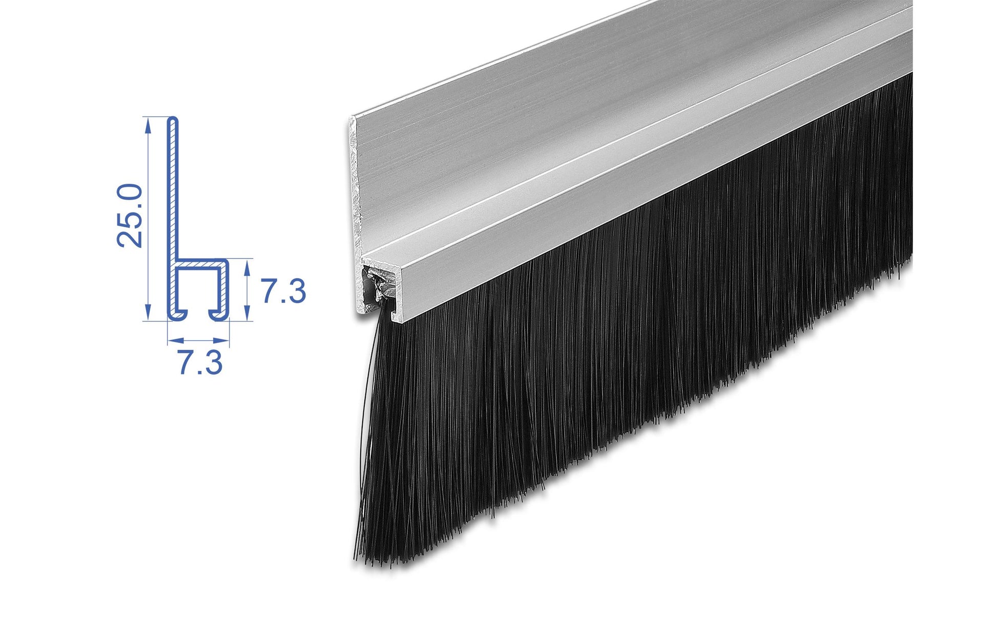 DeLOCK Bürstenstreifen Alu-Profil – 40 mm × 1 m, Aluminium, Kunststoff, Silber/Schwarz