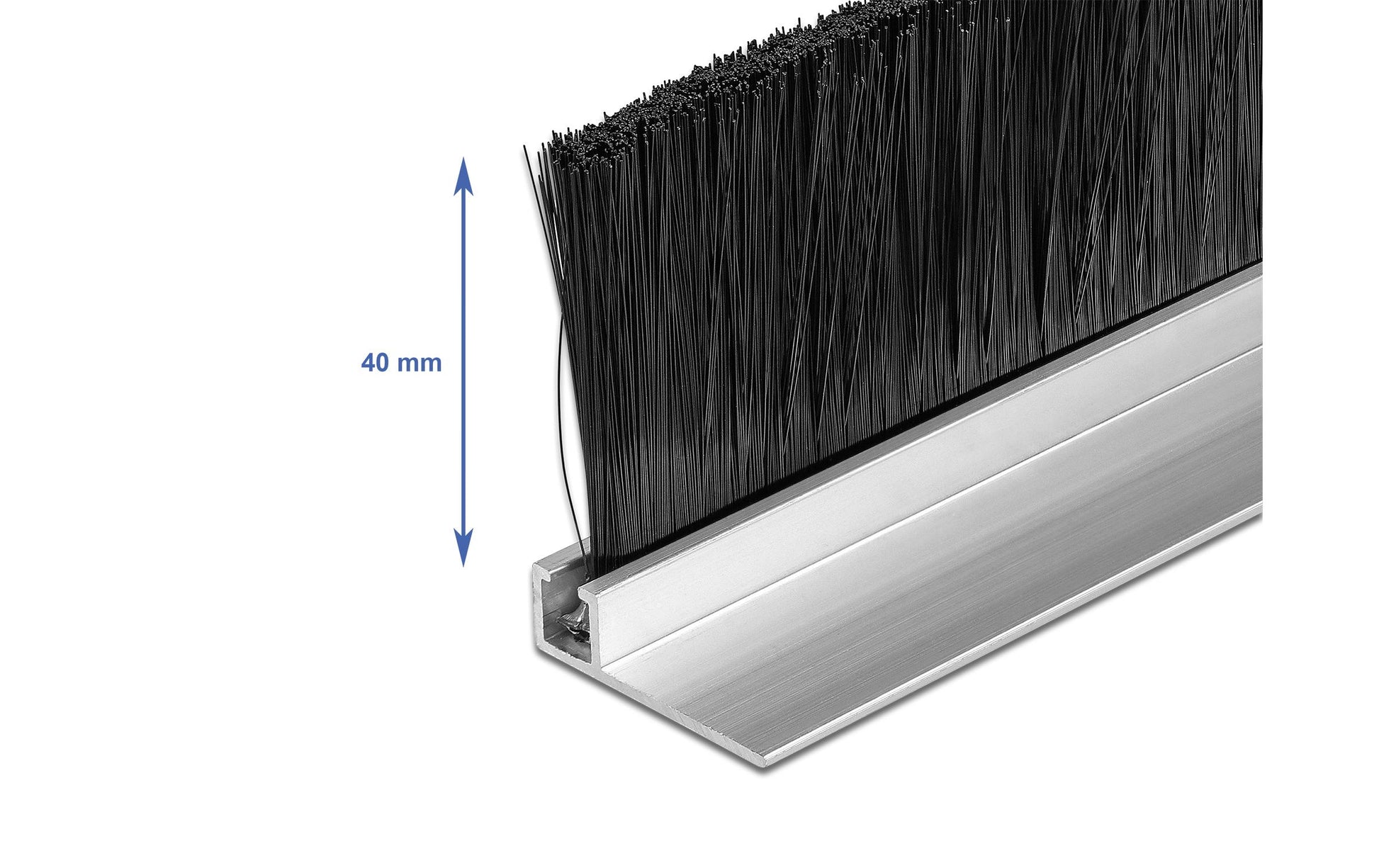 DeLOCK Bürstenstreifen Alu-Profil (gewinkelt) – Silber, 40 mm × 1 m