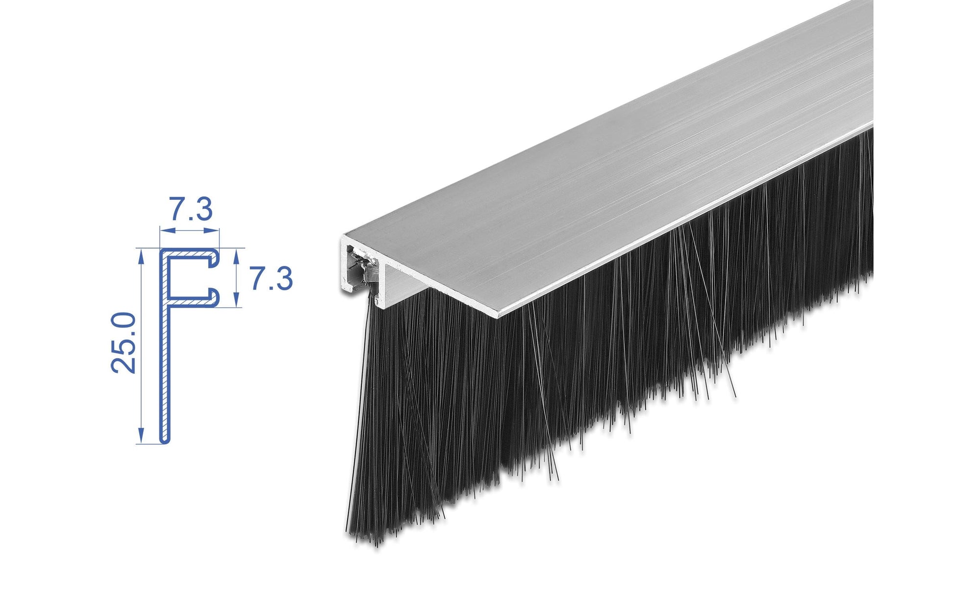 DeLOCK Bürstenstreifen Alu-Profil (gewinkelt) – Silber, 40 mm × 1 m