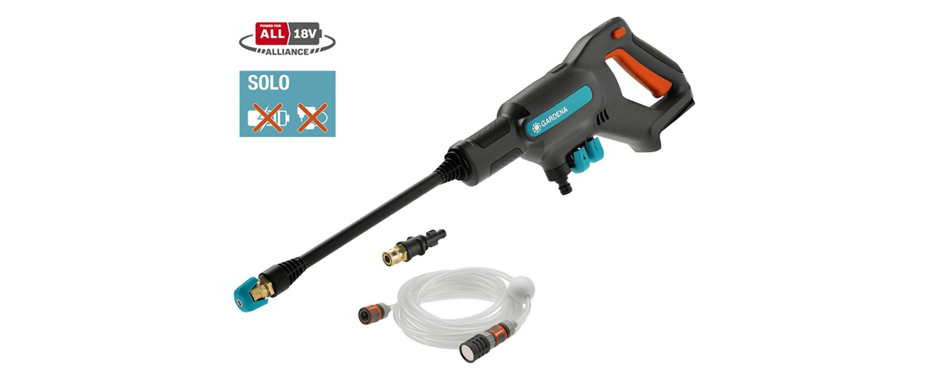 Gardena Reinigungsgerät AquaClean 24/18V P4A – 24 bar, 5 m Schlauch, Grau