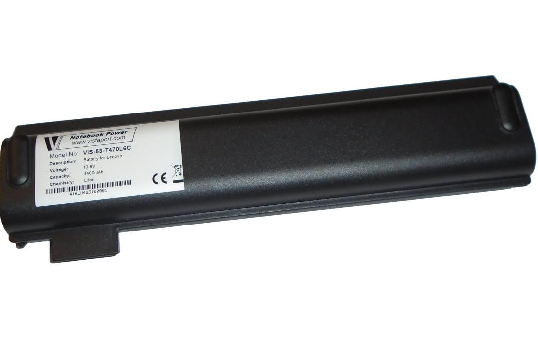 Vistaport Notebook-Akku – für Lenovo ThinkPad T470–T580, P51S, A475 – 48 Wh, 10,8 V (6 Zellen) – Schwarz