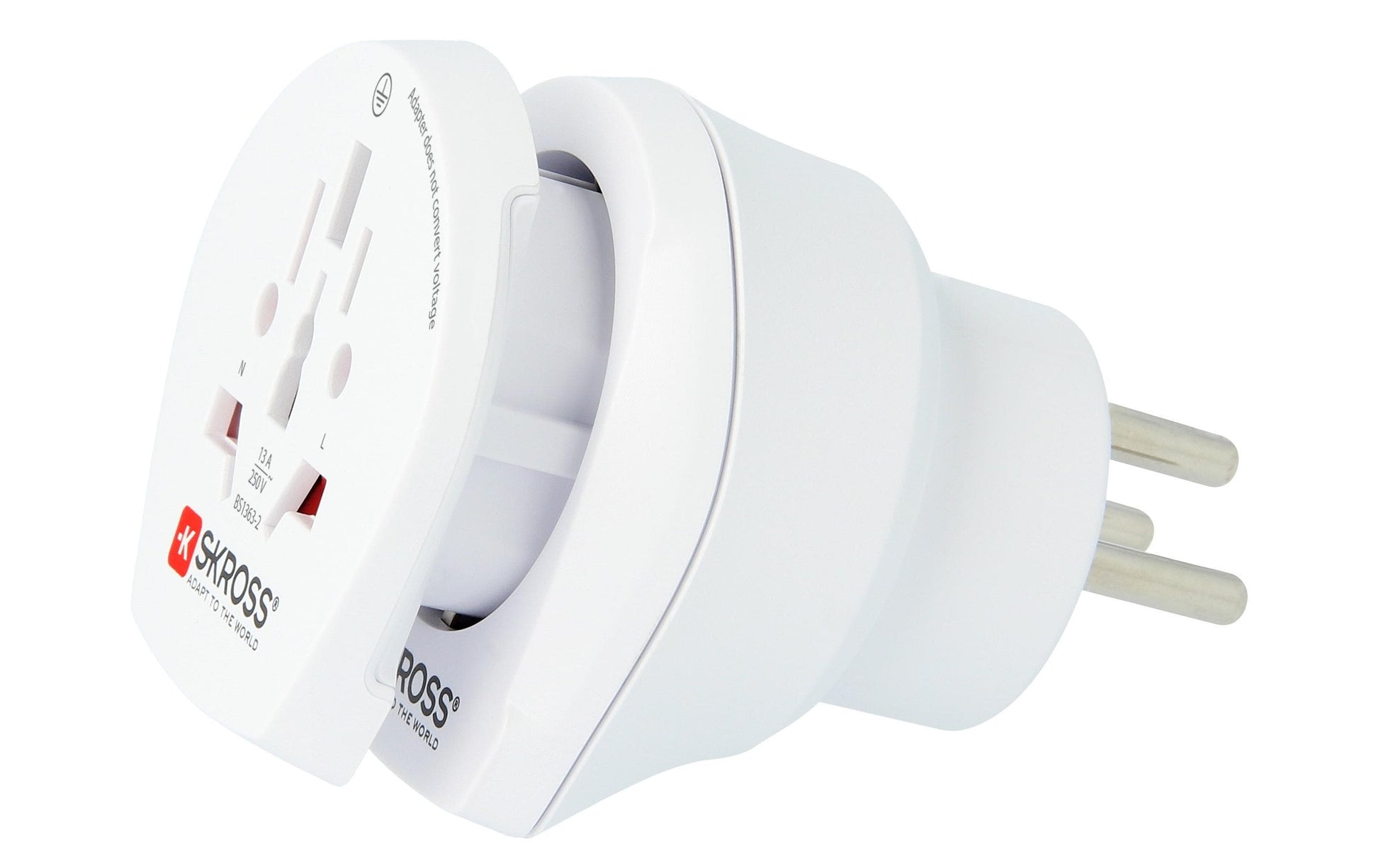 Skross Reiseadapter – 100–250 V, bis 10 A, CE – von World/EU nach Israel – weiss – Combo 1.500216E – 1 Stk.