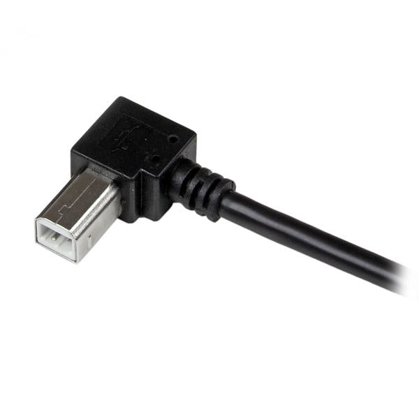 StarTech.com USB-A auf USB-B Kabel – USB 2.0 (480 Mbit/s) – 3 m – Abgewinkelt – Schwarz