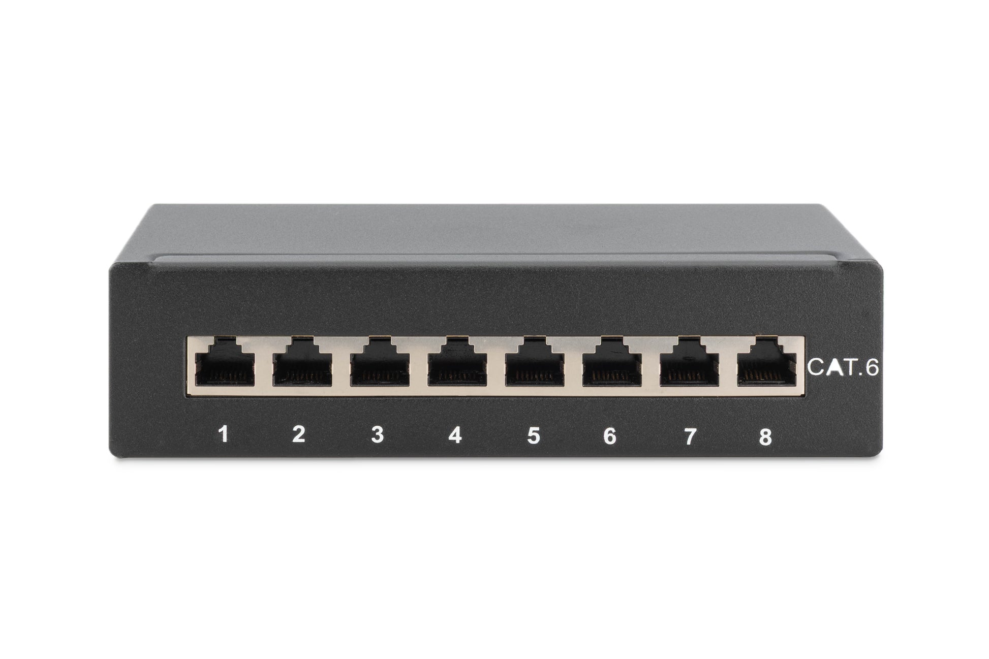 Digitus Patchpanel – 8× RJ‑45, Cat6, geschirmt, Desktop, Schwarz