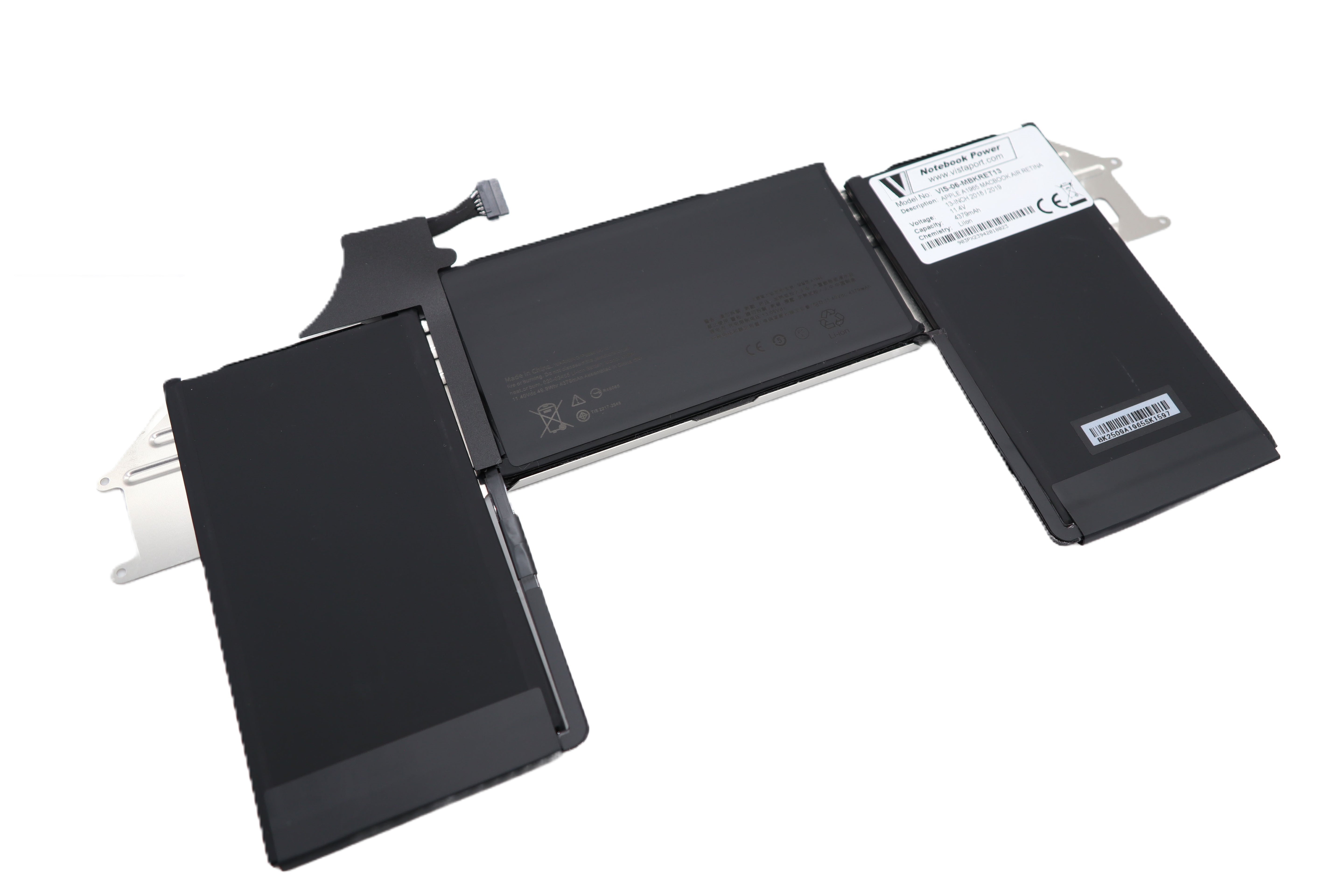 Vistaport Notebook-Akku – für MacBook Air Retina 13" (2018–2019, Modell A1965) – 49,9 Wh, 11,4 V – Schwarz