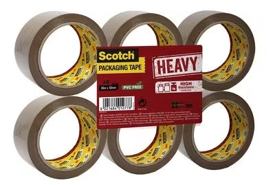 Scotch Verpackungsklebeband, braun, ablösbar – 50 mm × 66 m – 6 Rollen