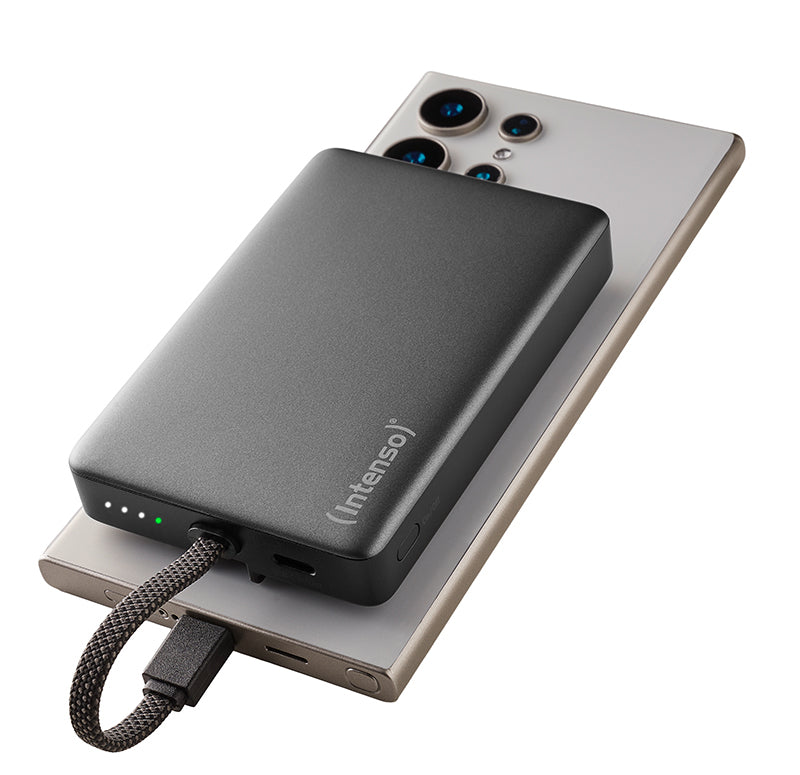 Intenso MC10000 MagSafe Powerbank 10'000 mAh – 20 W PD, 2× USB-C, schwarz/grau