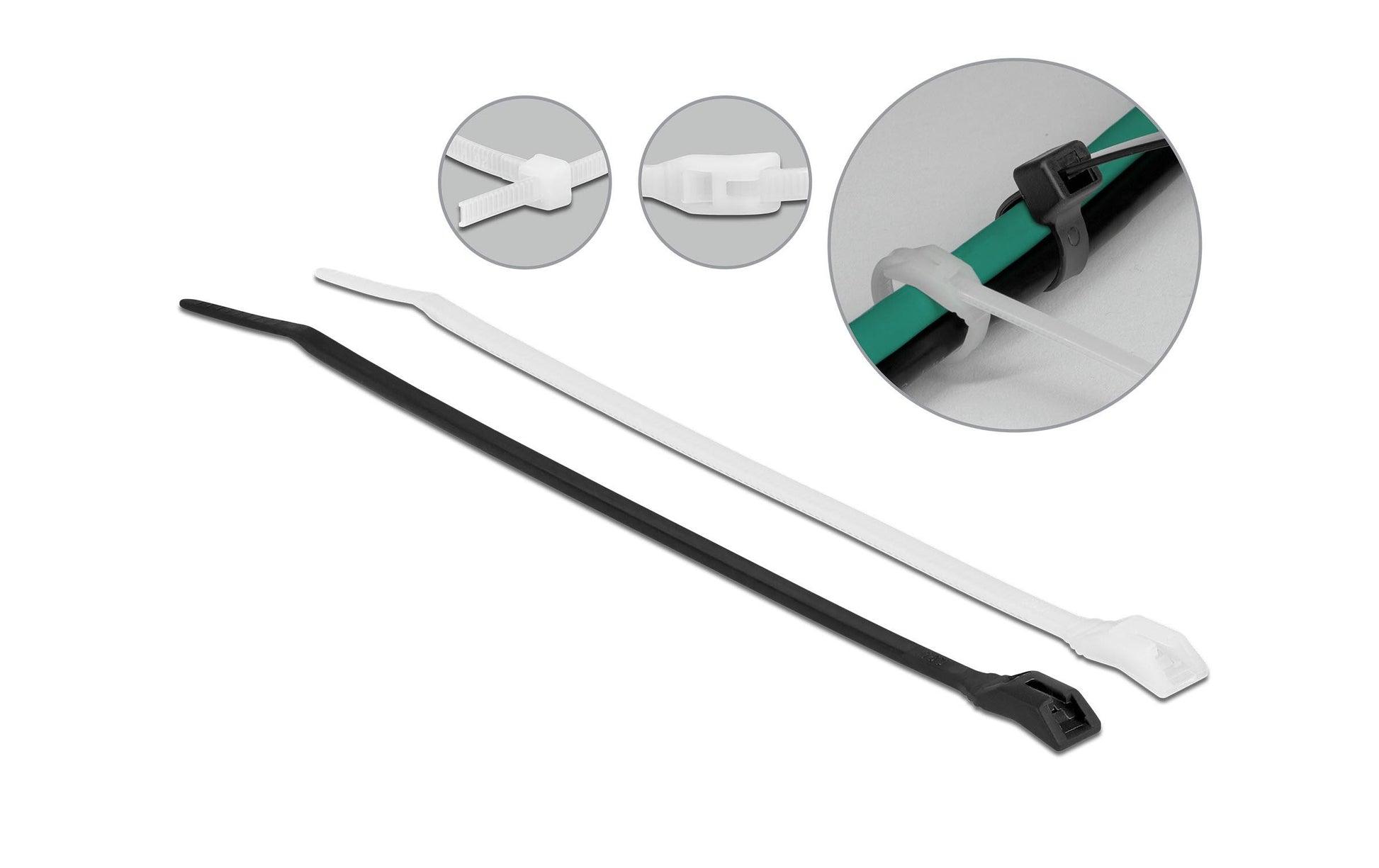 DeLOCK Kabelbinder 150 × 3,6 mm, Polyamid, Schwarz/Transparent, 100 Stk.